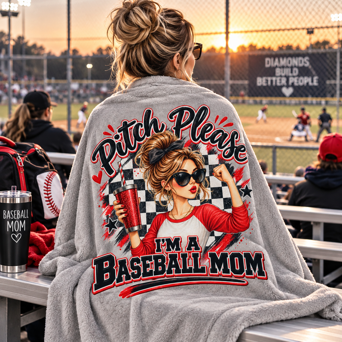 Baseball Mom Velveteen Plush Blanket | Cozy Throw for Baseball Enthusiasts, Gifts for Baseball Fans, Warm Blanket for Game Days