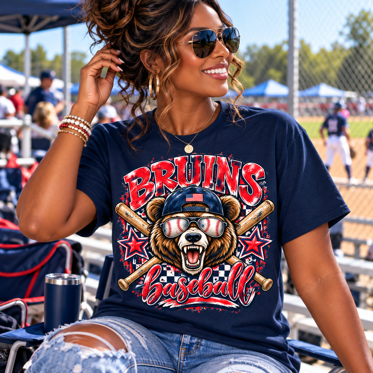 Bruins Baseball Bear T-Shirt | Vintage Helmet, Crossed Bats