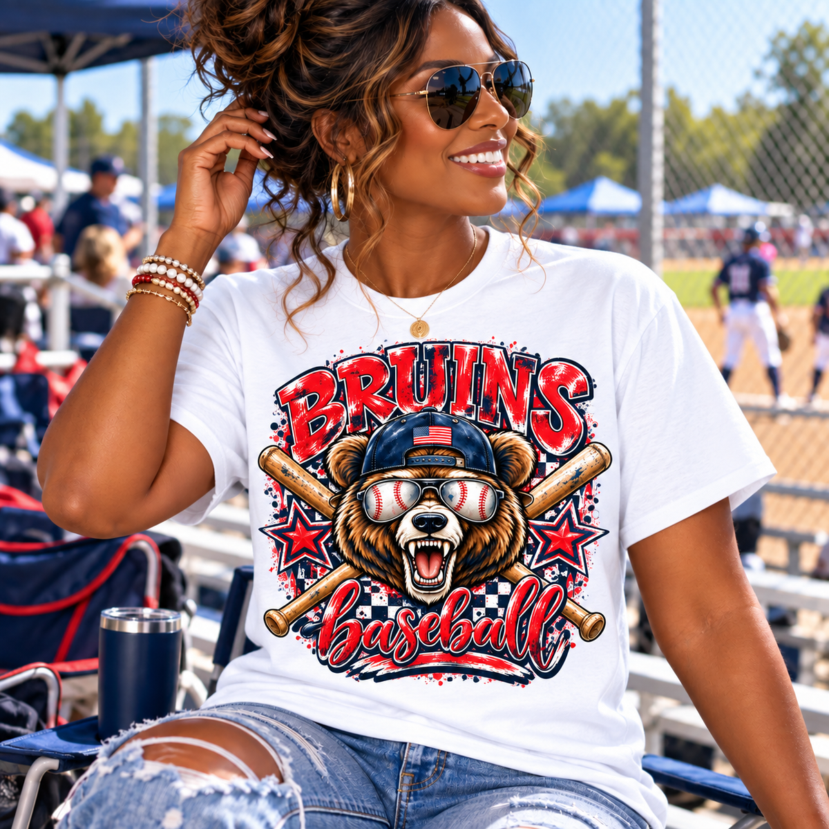 Bruins Baseball Bear T-Shirt | Vintage Helmet, Crossed Bats