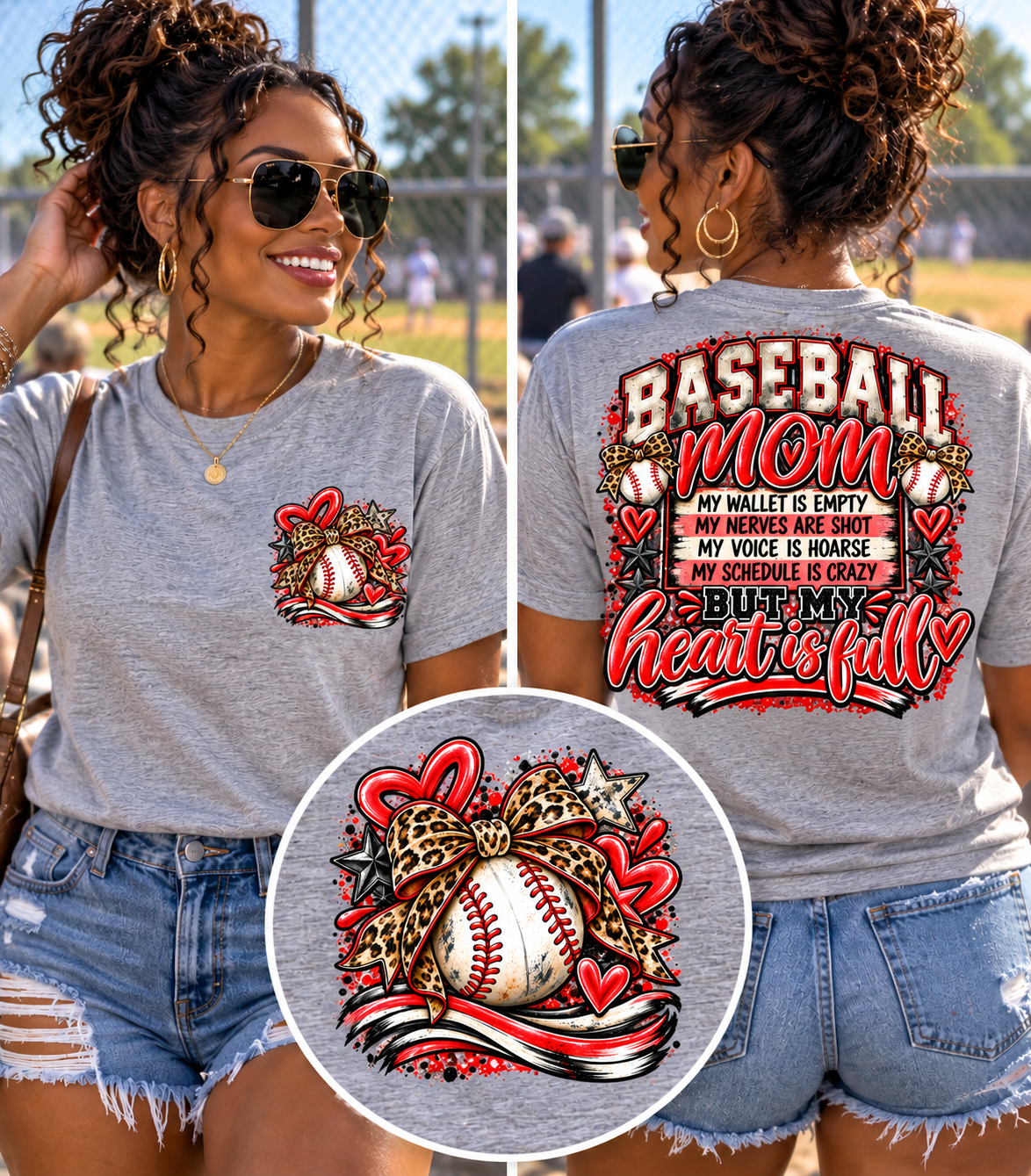 Baseball Mom T-Shirt | Heartfelt Script, Vintage Baseball Graphic