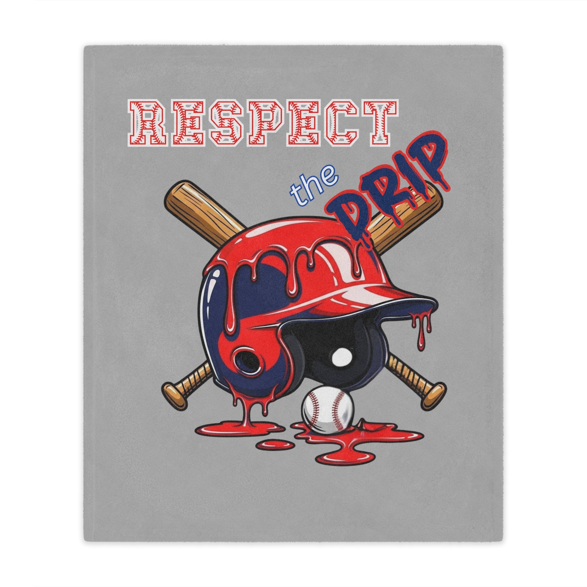 Baseball Batting Helmet with Dripping Paint and Bats Design Blanket- Sports Fan Gift, Cozy Home Decor, Soft Throw Blanket, Unique Baseball