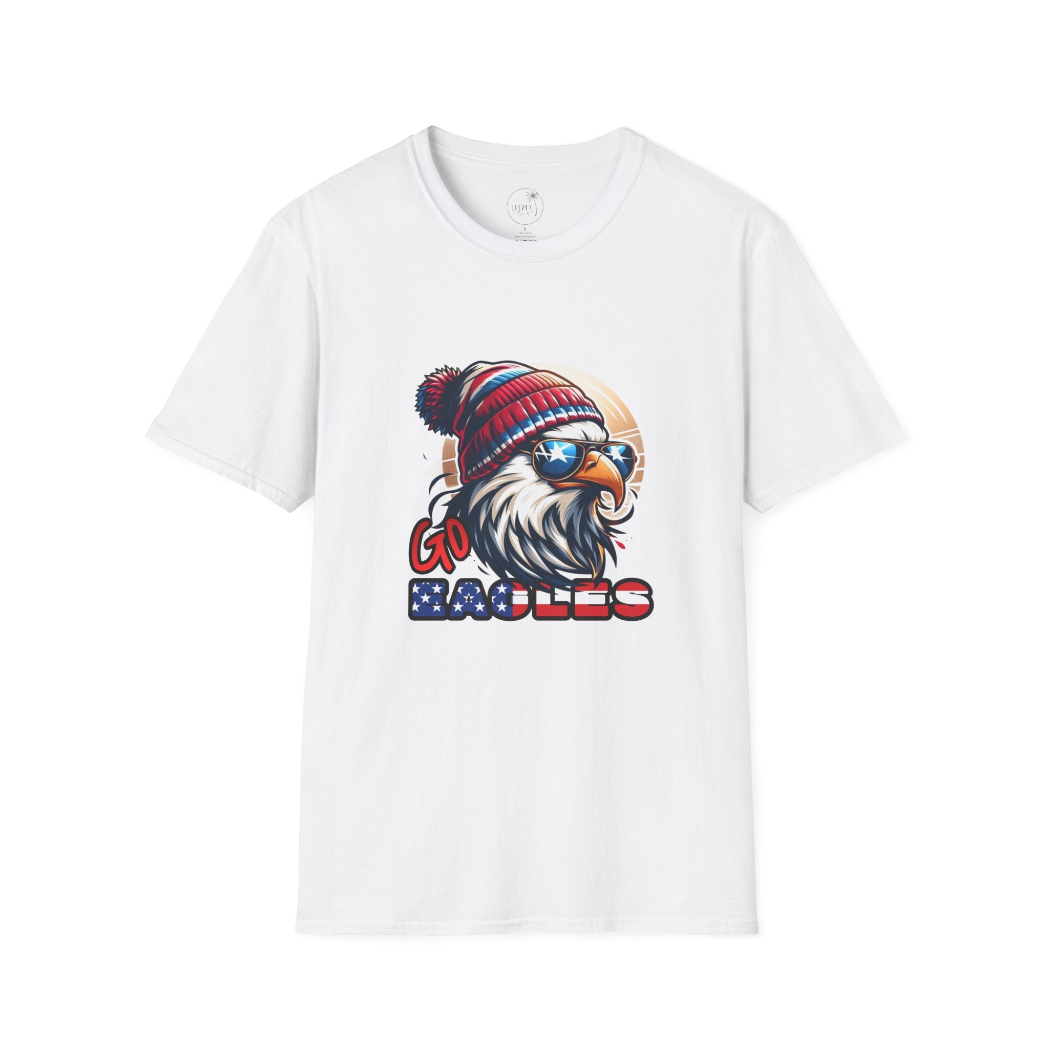 Patriotic Eagle with Beanie T-Shirt | American Flag Colors, Retro Illustration