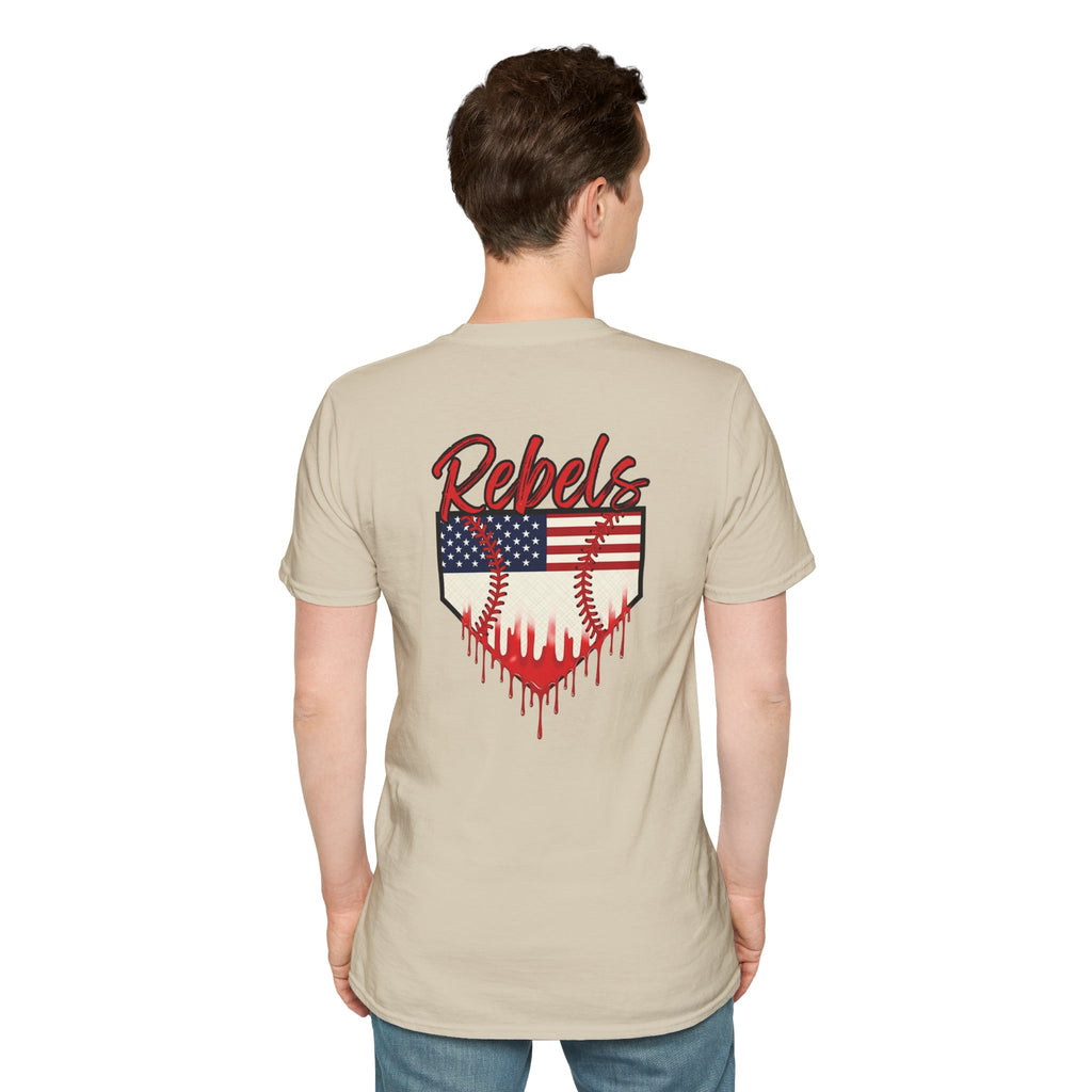 Rebels American Flag Baseball T-Shirt |American Flag Home Plate Drip Design