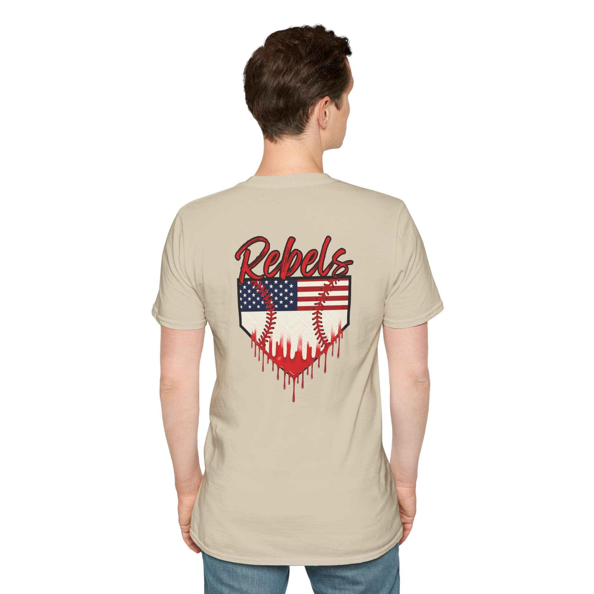 Rebels American Flag Baseball T-Shirt |American Flag Home Plate Drip Design