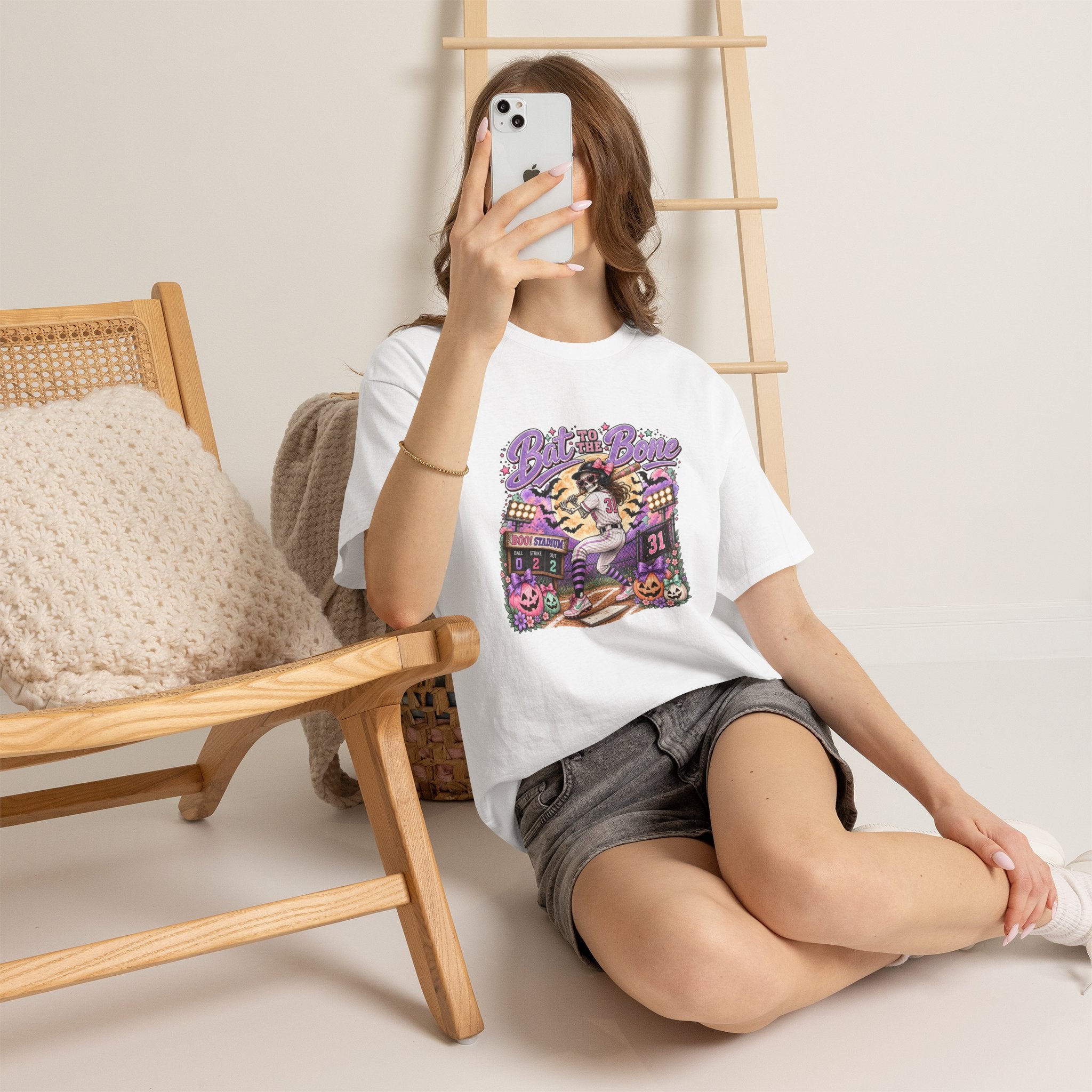 Bat to the Bone Halloween Softball Tee | Vintage Pumpkins