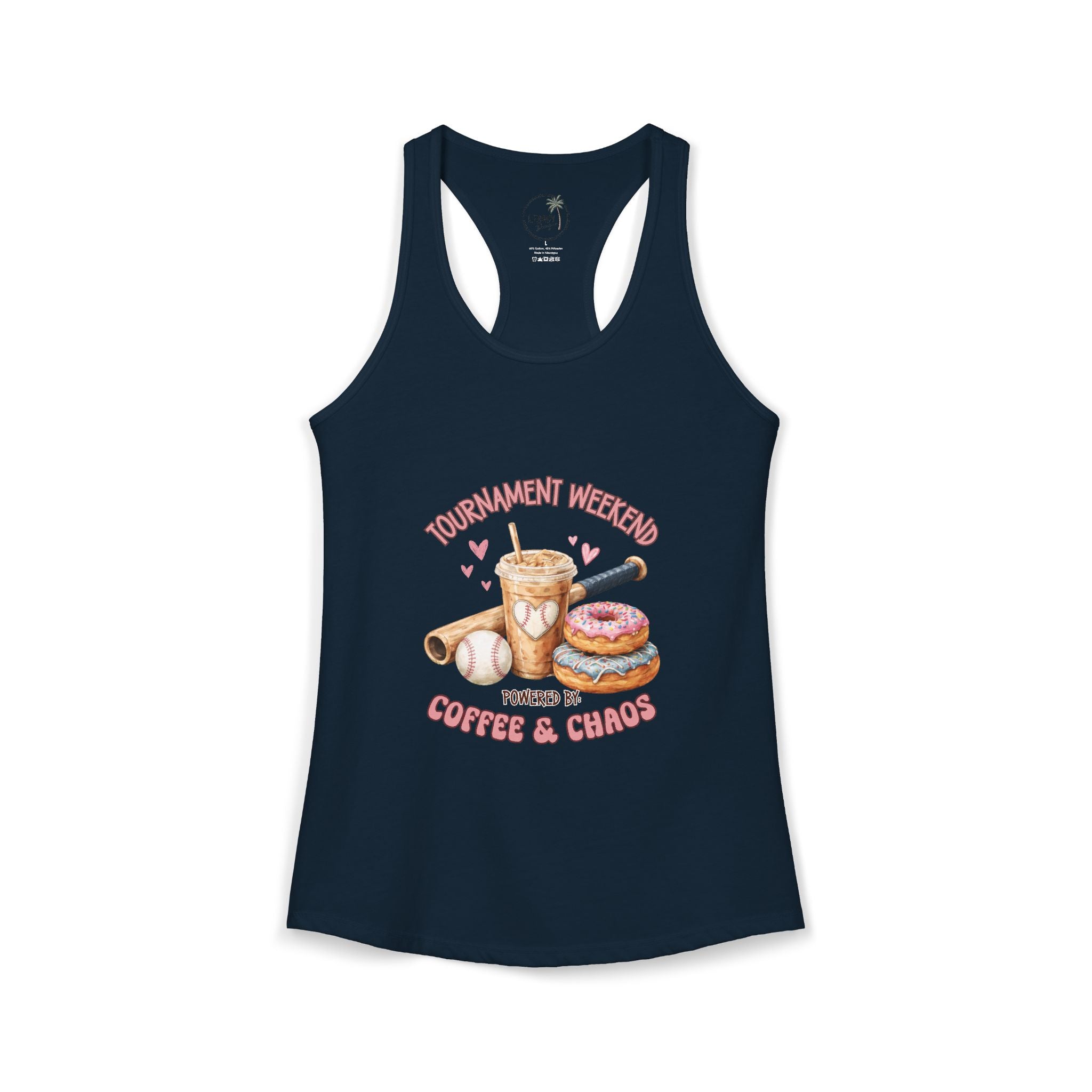 Travel Ball Mom Tank Coffee & Chaos Tournament Tank Women's Ideal Racerback Tank
