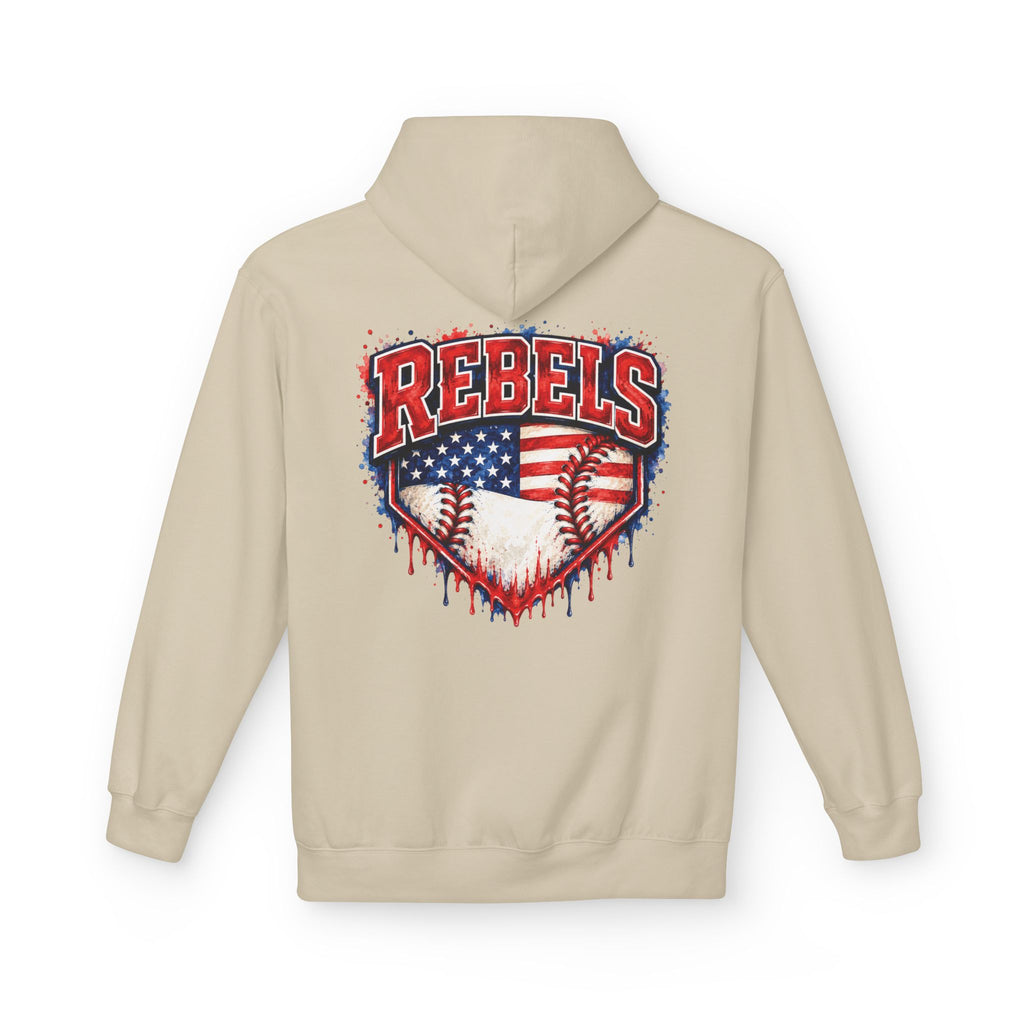 American Flag Baseball Home Plate Rebels Hoodie | Dripping USA Baseball Design