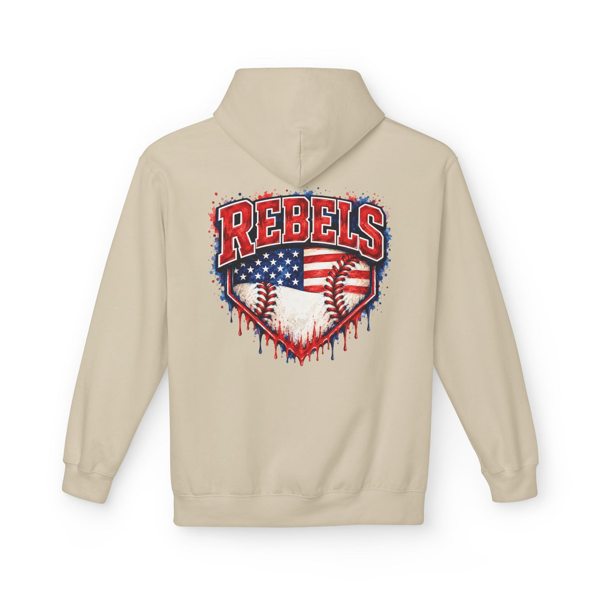 American Flag Baseball Home Plate Rebels Hoodie | Dripping USA Baseball Design