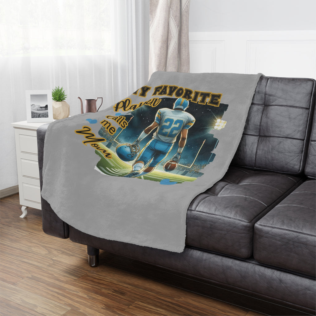 My Favorite Player Calls Me Mom Football Blanket  Sports Mom Gift, Game Day Throw, Custom Football Mom Blanket