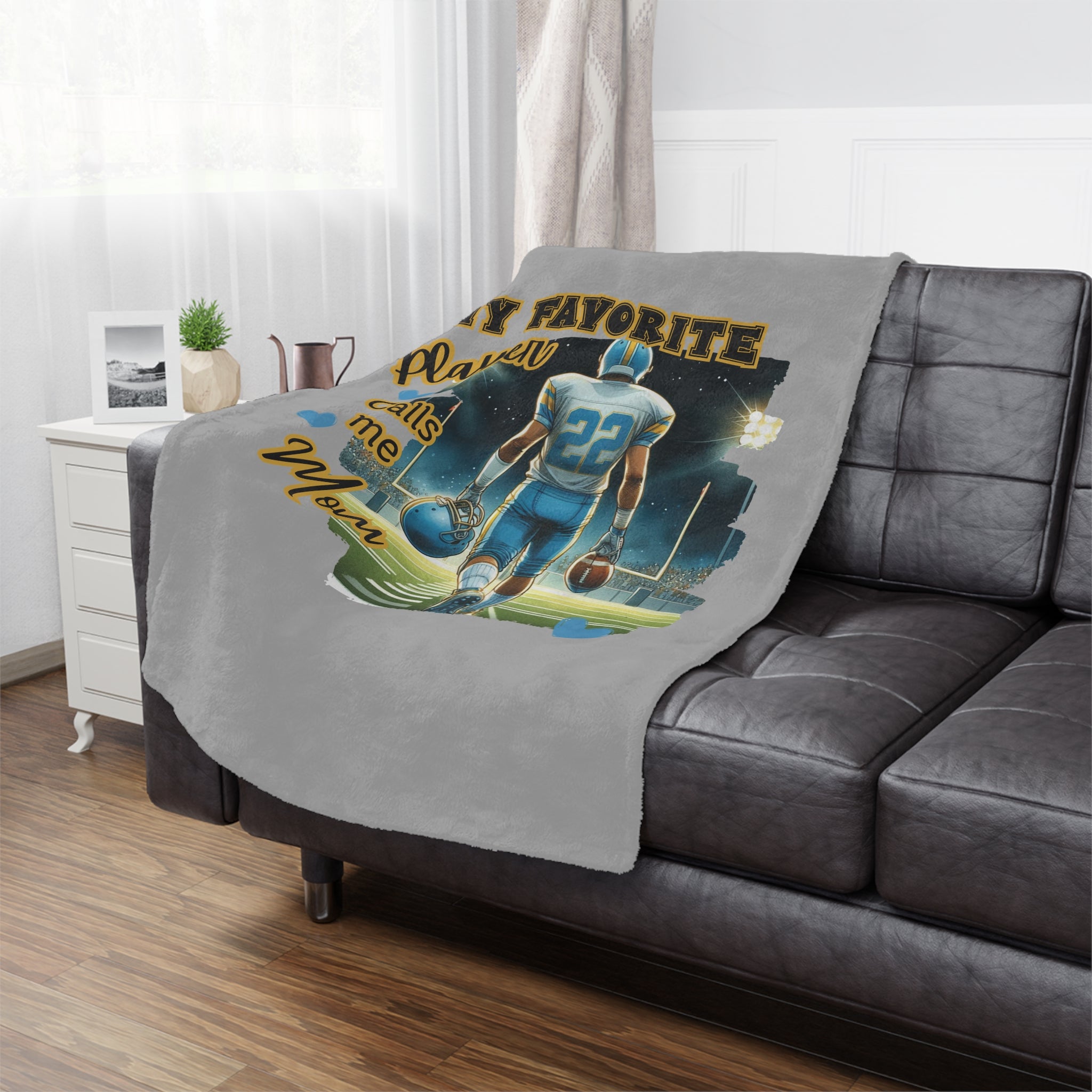 My Favorite Player Calls Me Mom Football Blanket  Sports Mom Gift, Game Day Throw, Custom Football Mom Blanket
