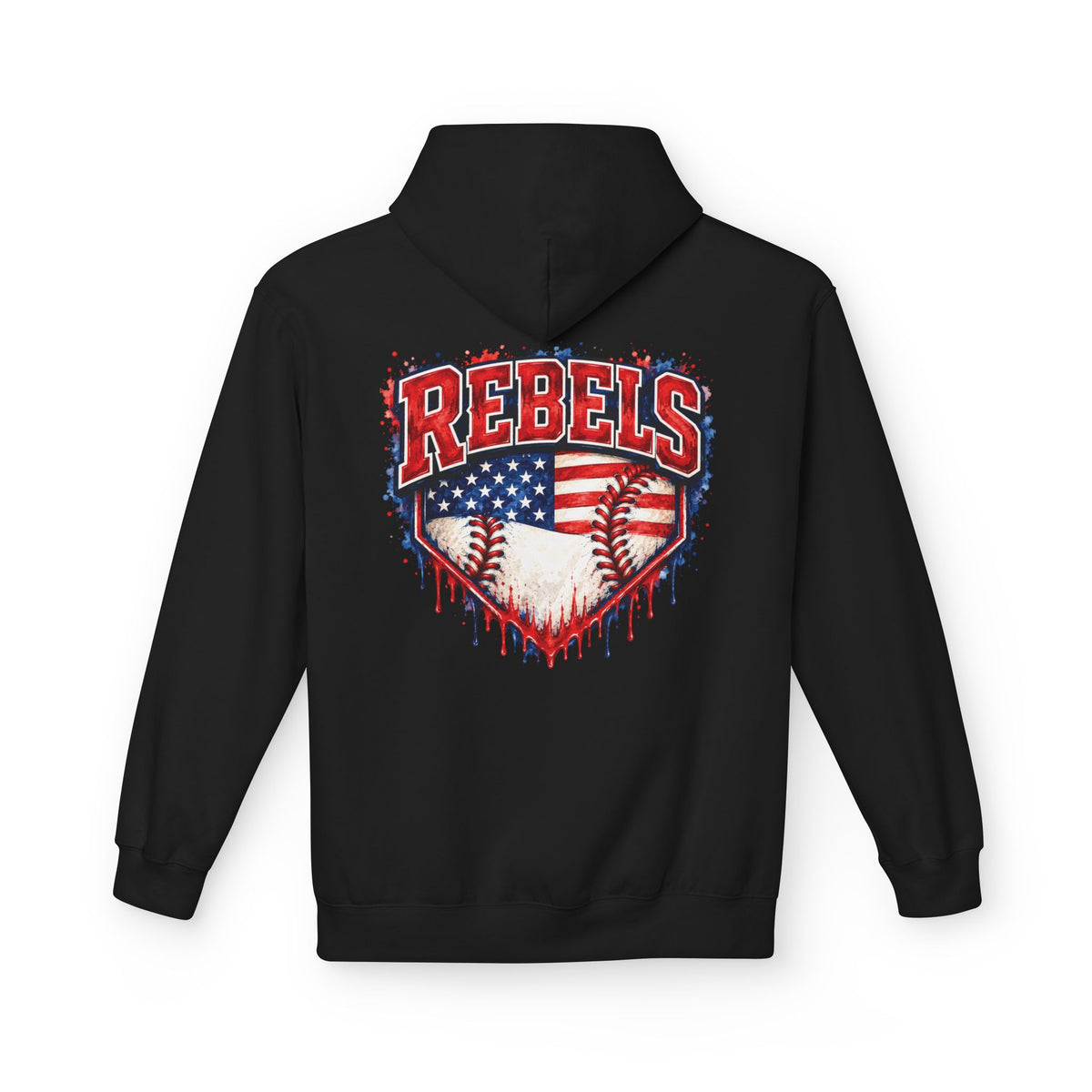 American Flag Baseball Home Plate Rebels Hoodie | Dripping USA Baseball Design