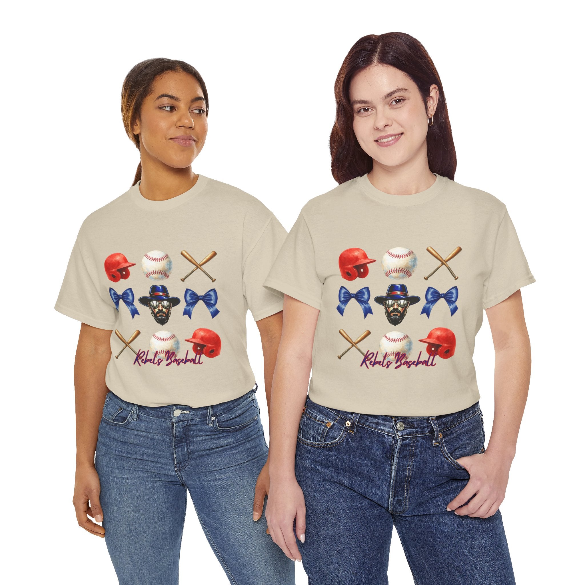 Rebels Baseball Helmet & Bats T-Shirt | Baseball Icons, Bow, Player Portrait