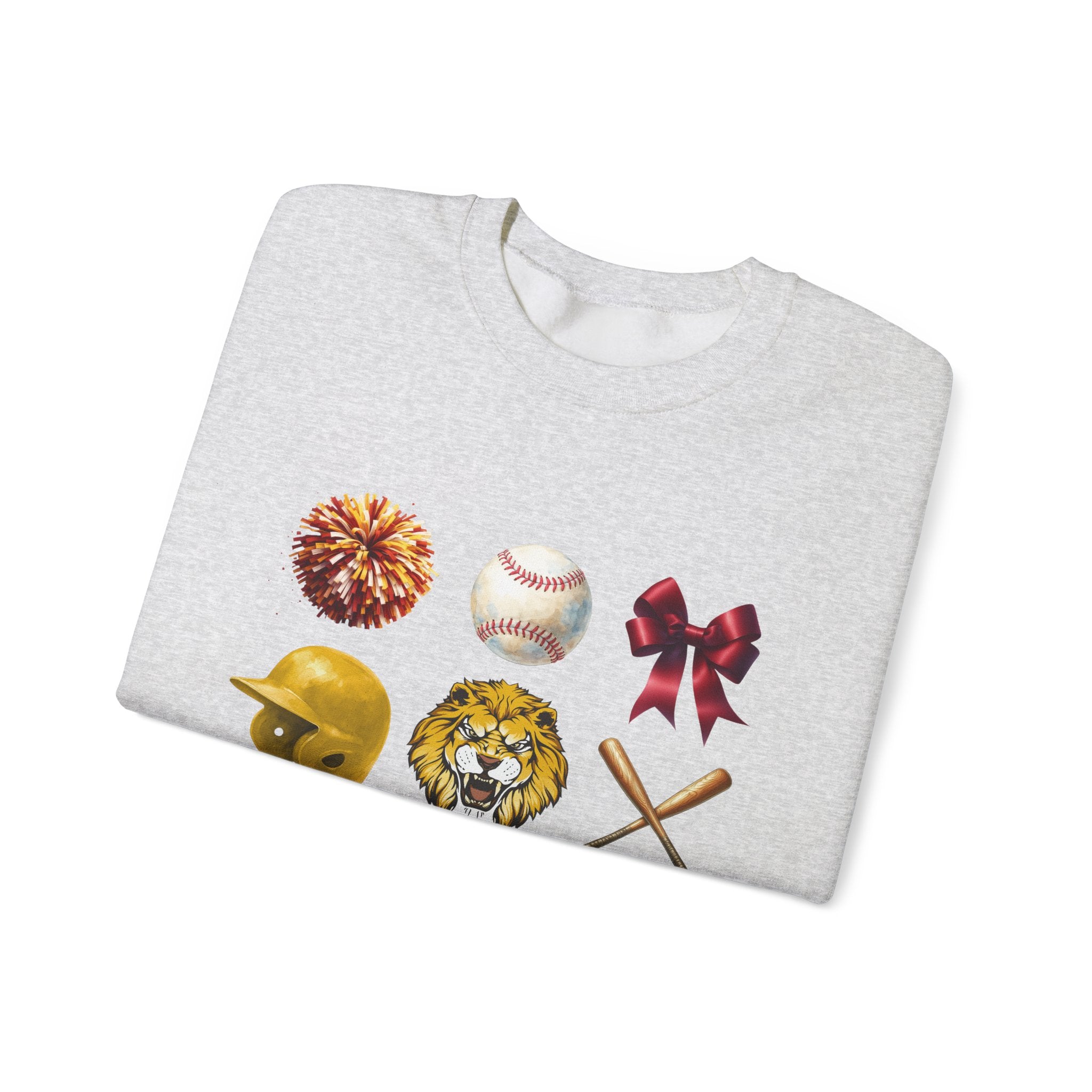 Liberty Lions baseball icons Sweatshirt | lion helmet bats bow pom pom