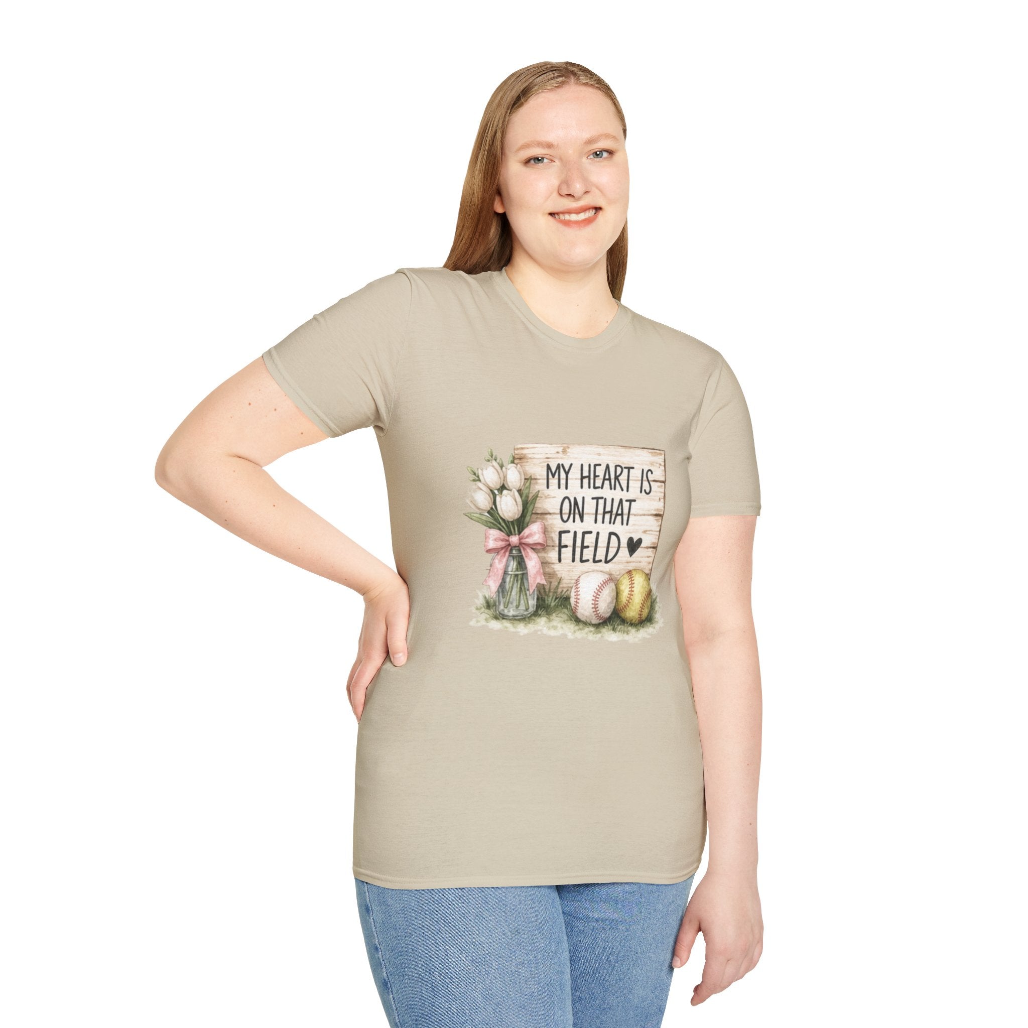 My Heart Is On That Field T-Shirt | Baseball Softball Mom Design