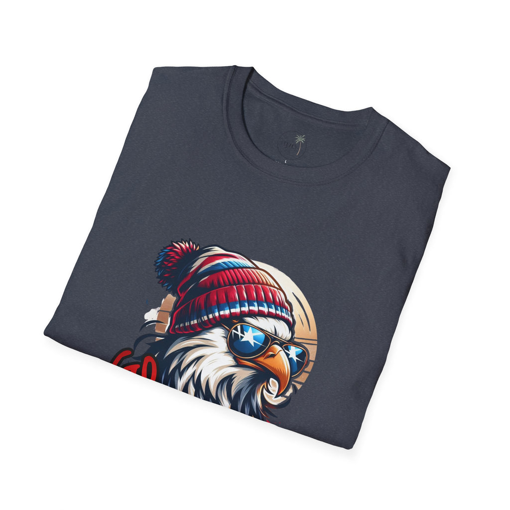 Patriotic Eagle with Beanie T-Shirt | American Flag Colors, Retro Illustration