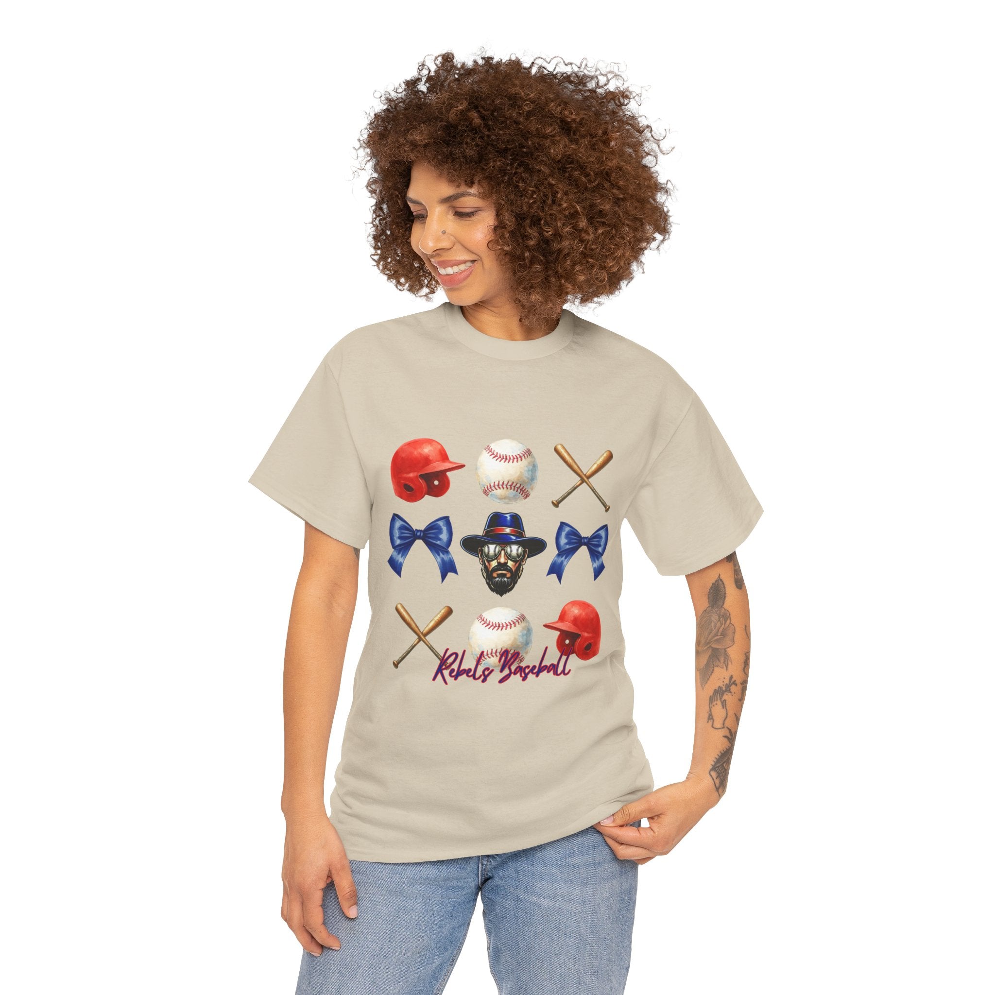 Rebels Baseball Helmet & Bats T-Shirt | Baseball Icons, Bow, Player Portrait