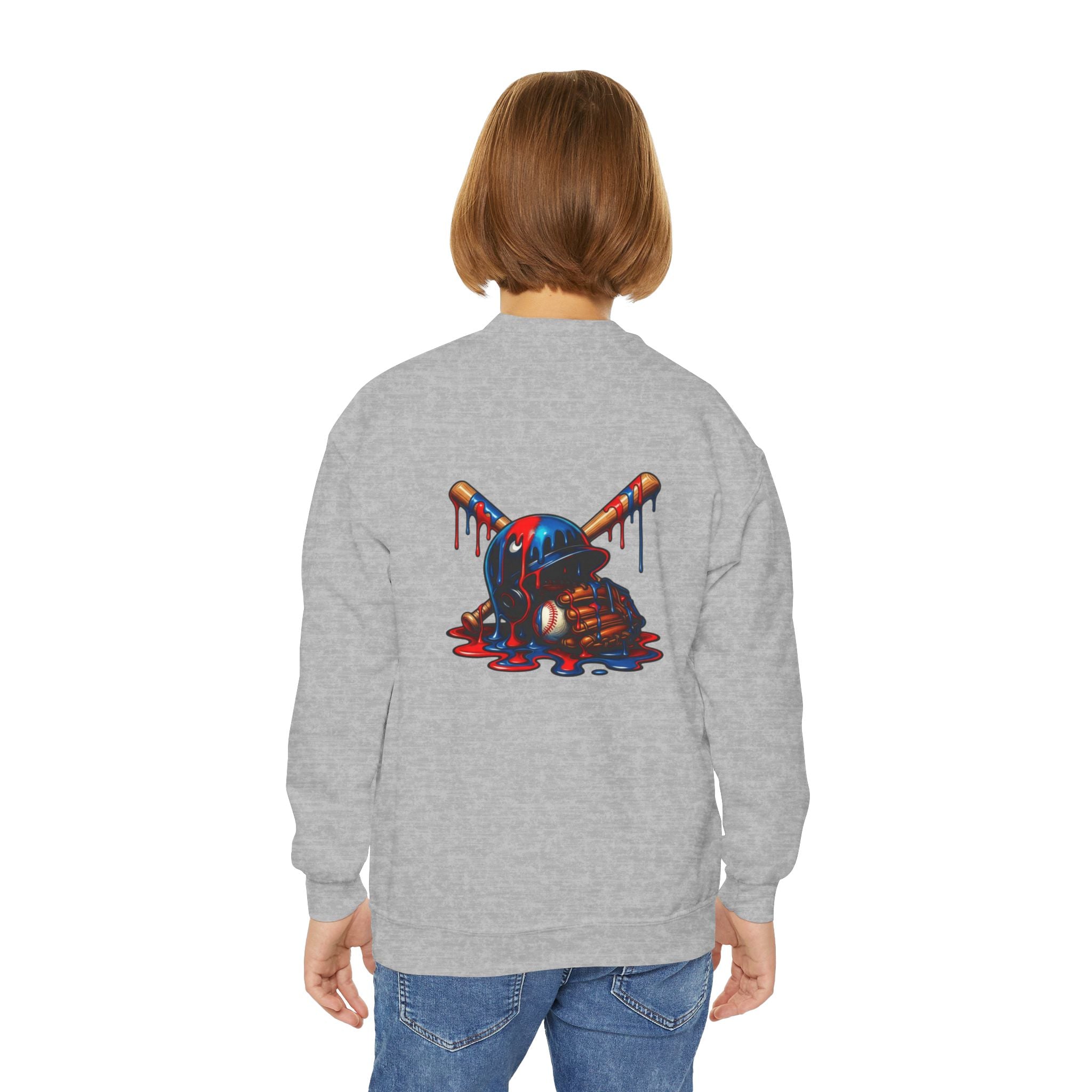 Drip Baseball Helmet Youth Sweatshirt | Drip Graphic, Sports Skull