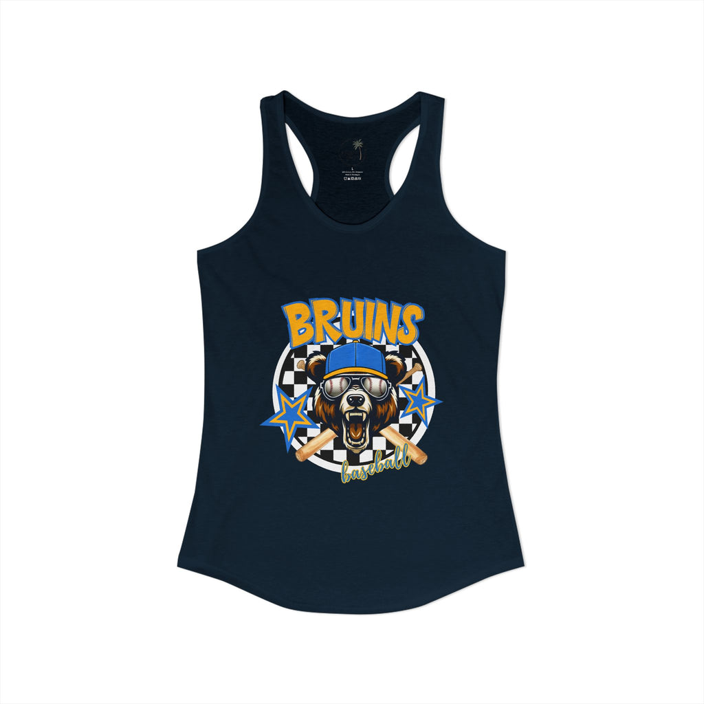 Bruins Baseball Checkered background Women's Ideal Racerback Tank
