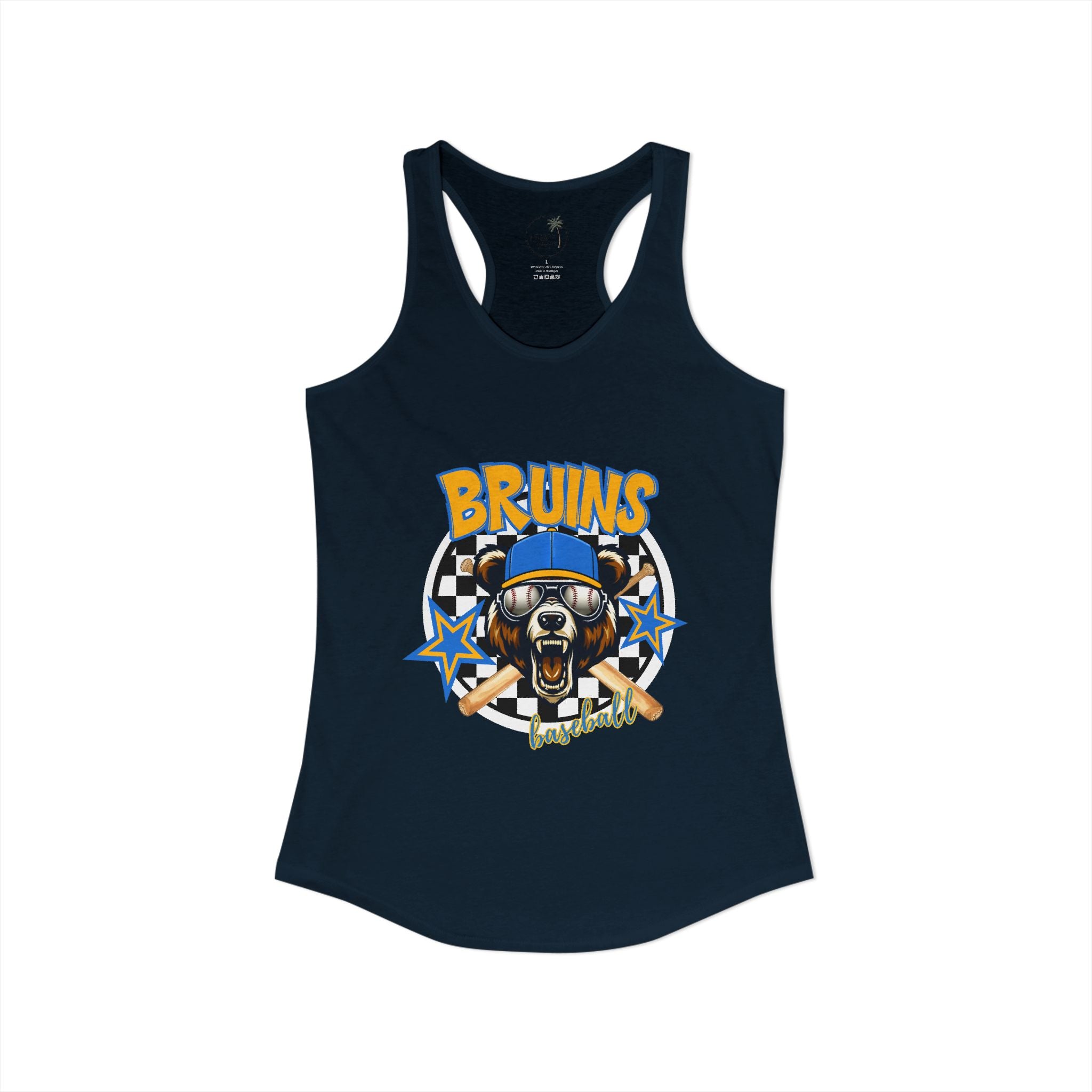 Bruins Baseball Checkered background Women's Ideal Racerback Tank