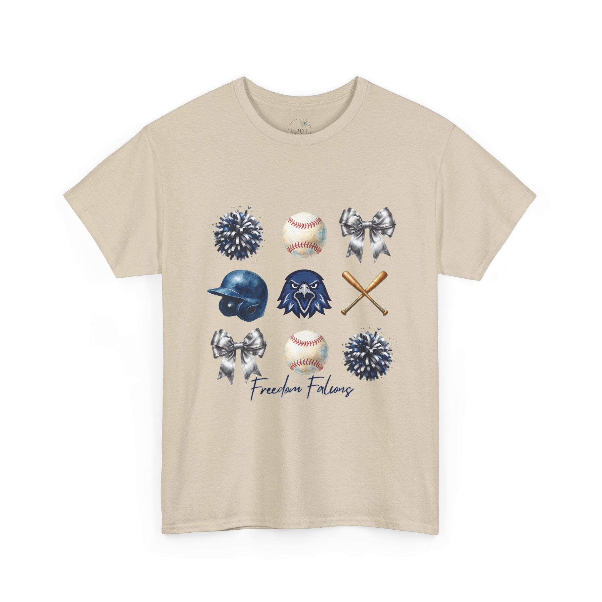 Freedom Falcon Baseball Icons Tee | Helmet, Bat, Ball,