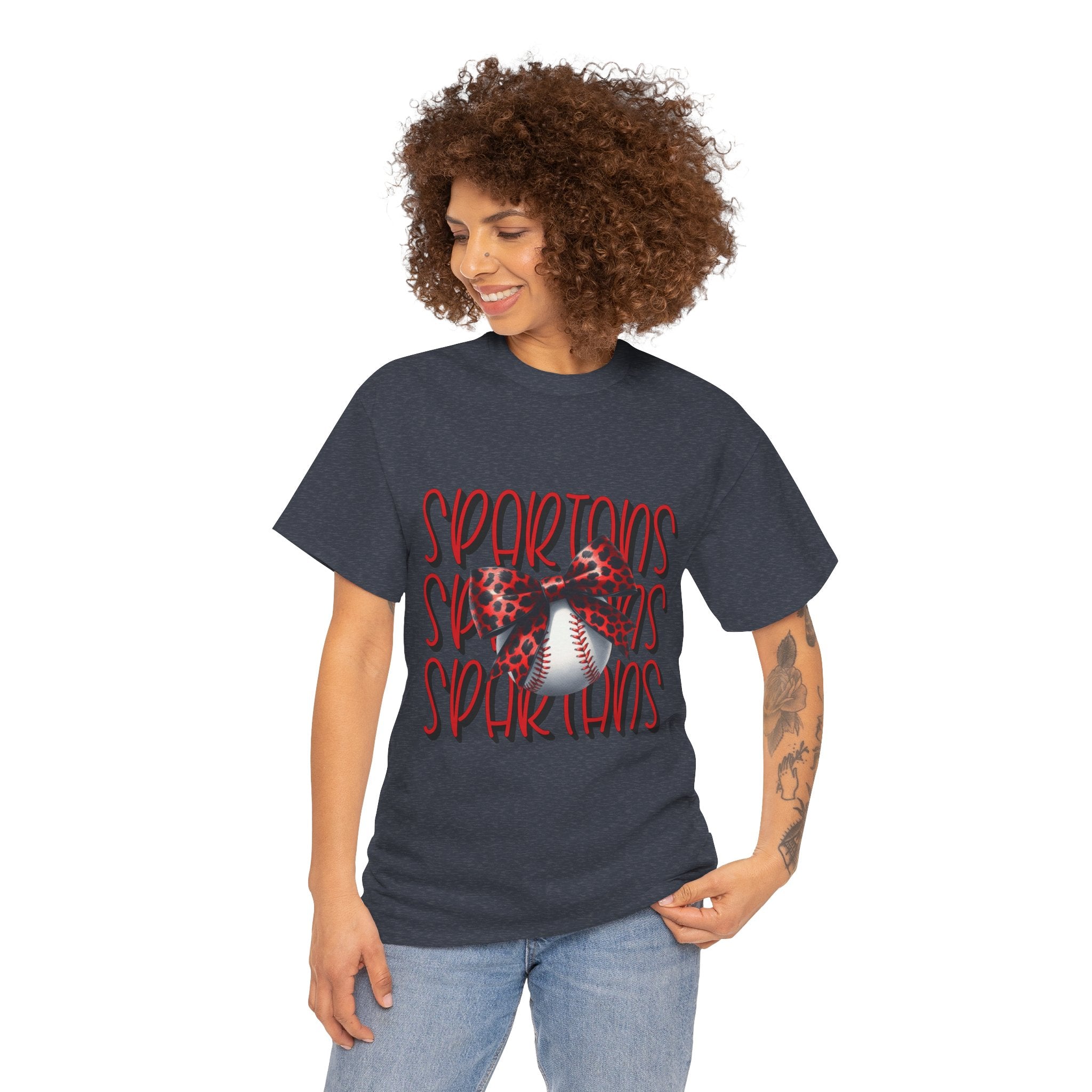Spartans Baseball Tee | Leopard Bow Baseball Graphic