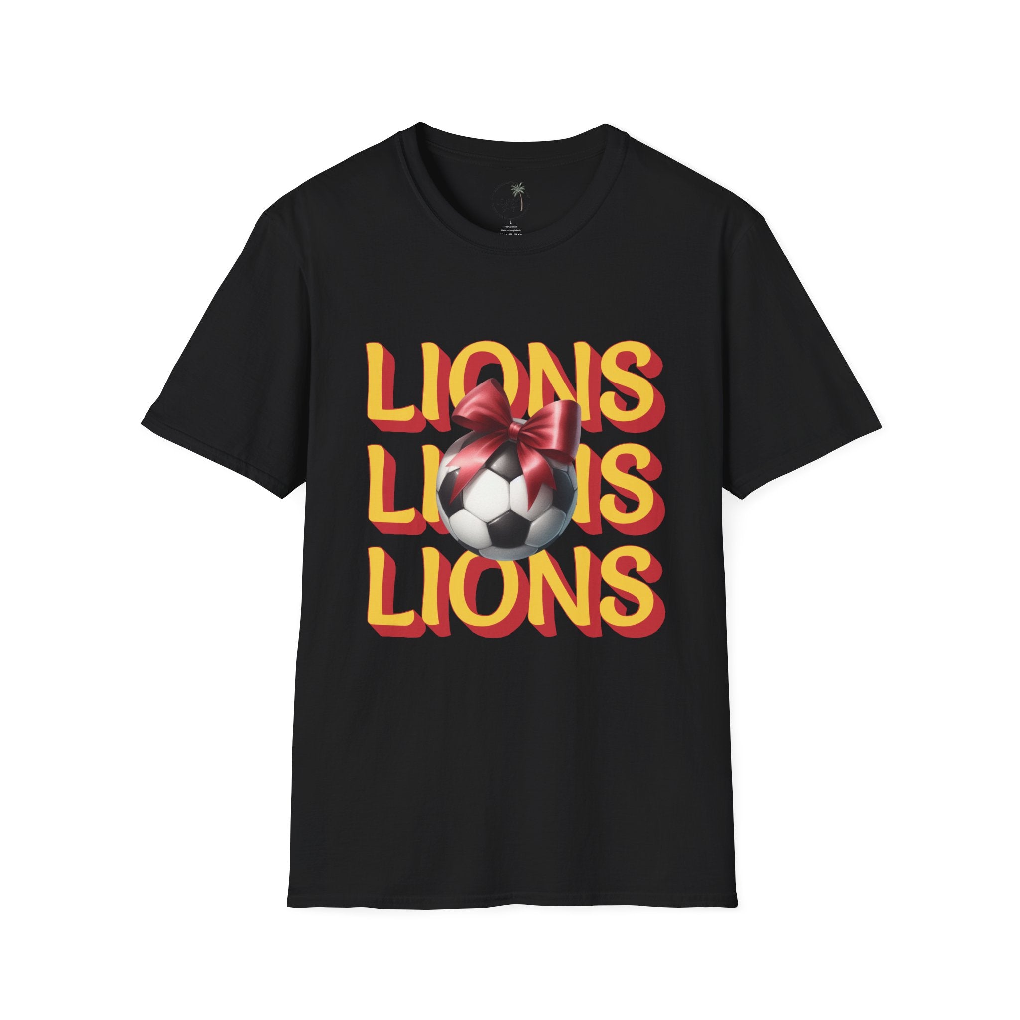 Liberty Lions Soccer Graphic Tee — Retro Lions Bow Soccer Ball Design