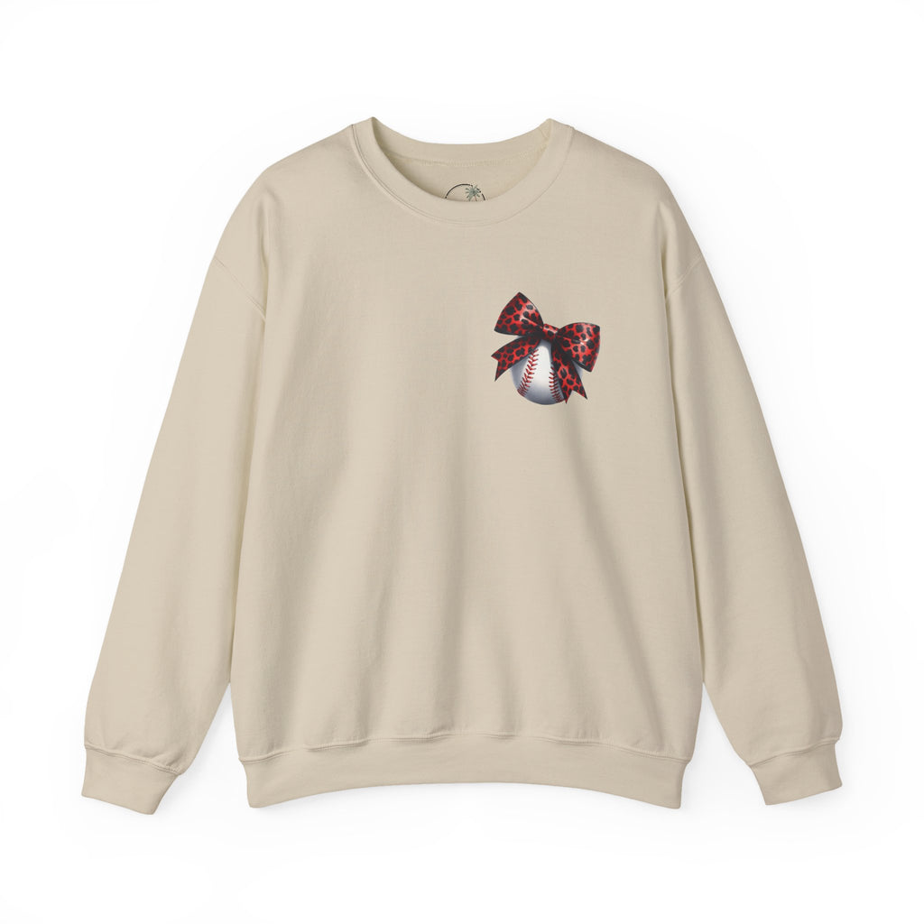 Rebels Leopard Bow Crewneck Sweatshirt | Baseball Graphic