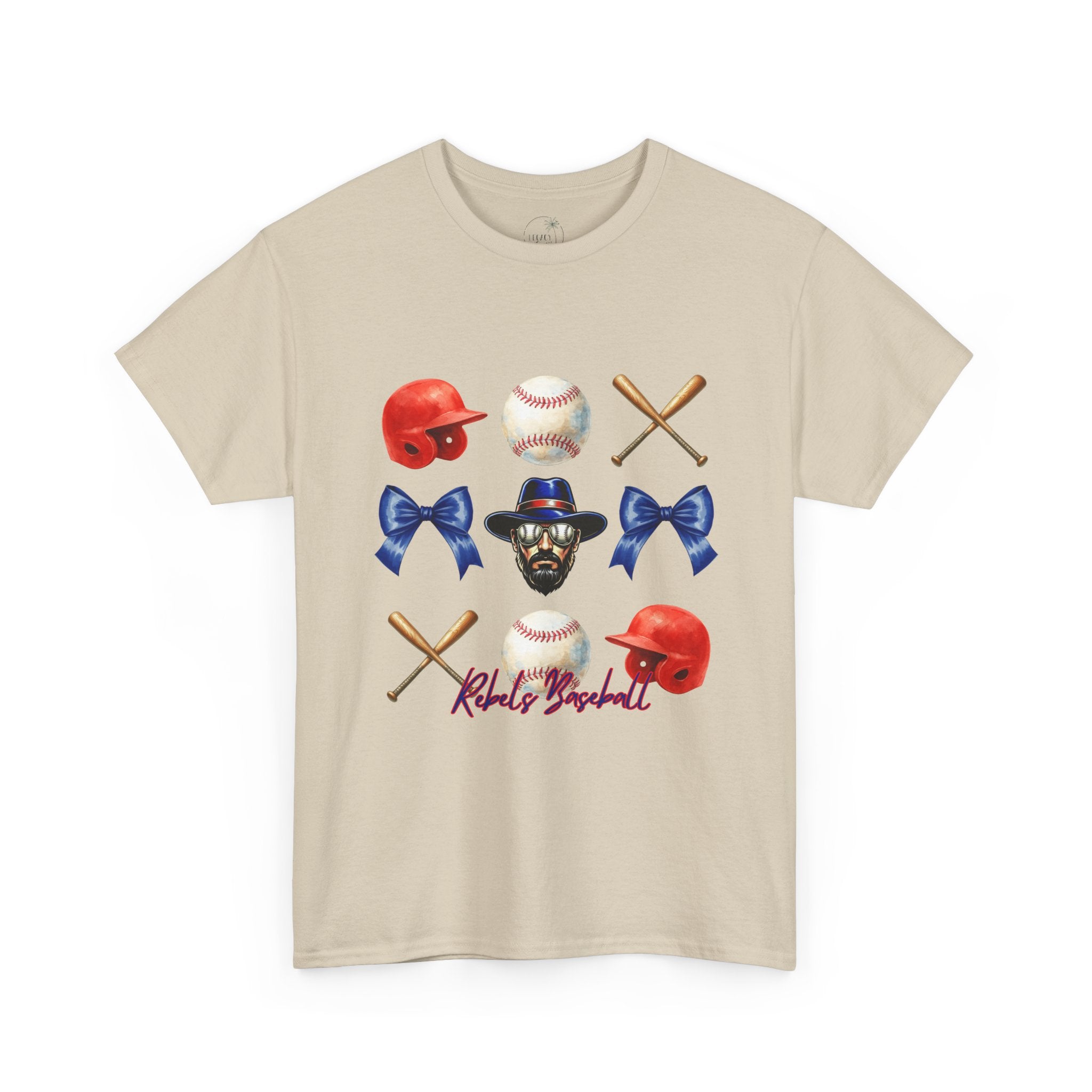 Rebels Baseball Helmet & Bats T-Shirt | Baseball Icons, Bow, Player Portrait