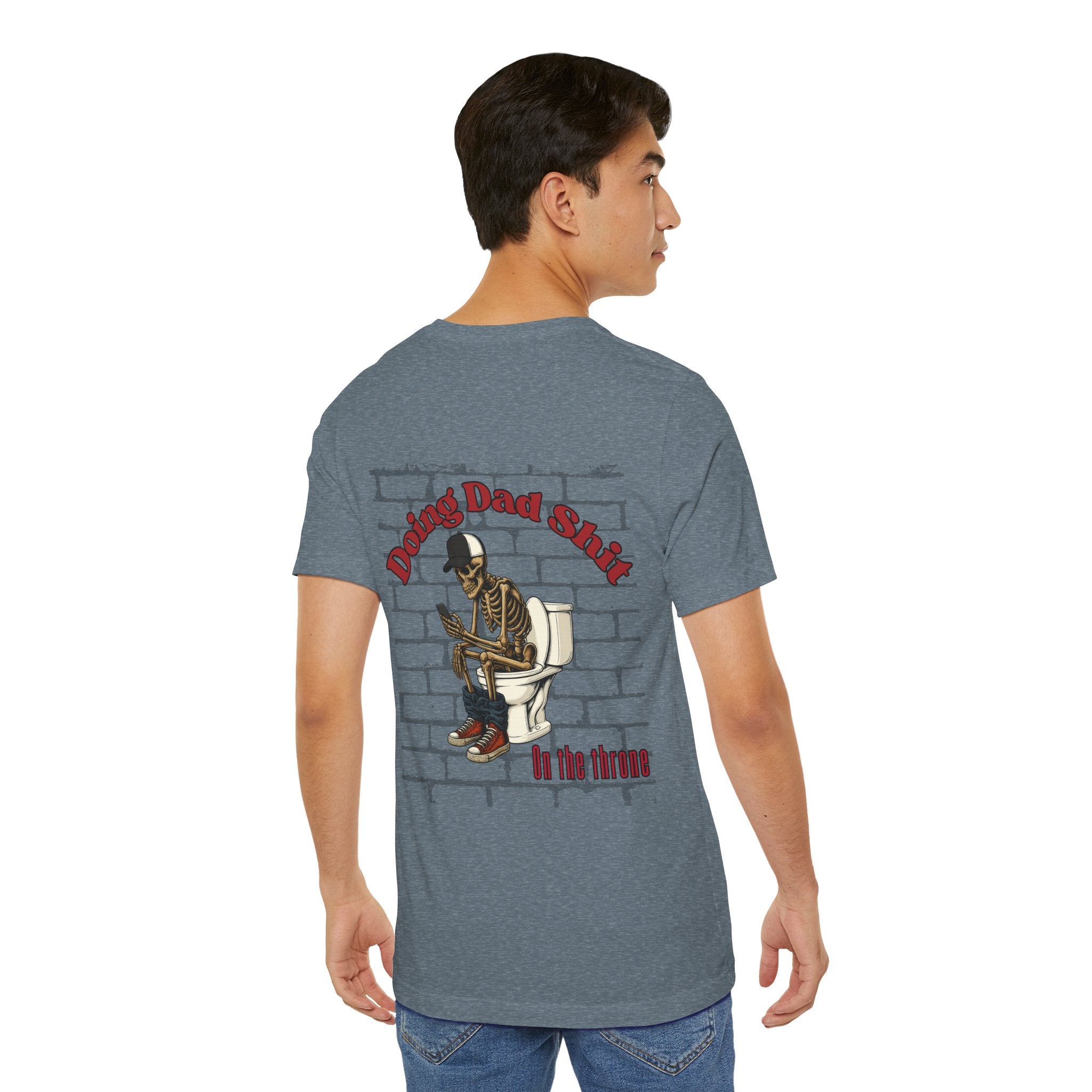 Doing Dad Shit Funny Skeleton T-Shirt | Mens Graphic Tee | Dad Humor Shirt | On the Throne Toilet Tee Gift for Fathers