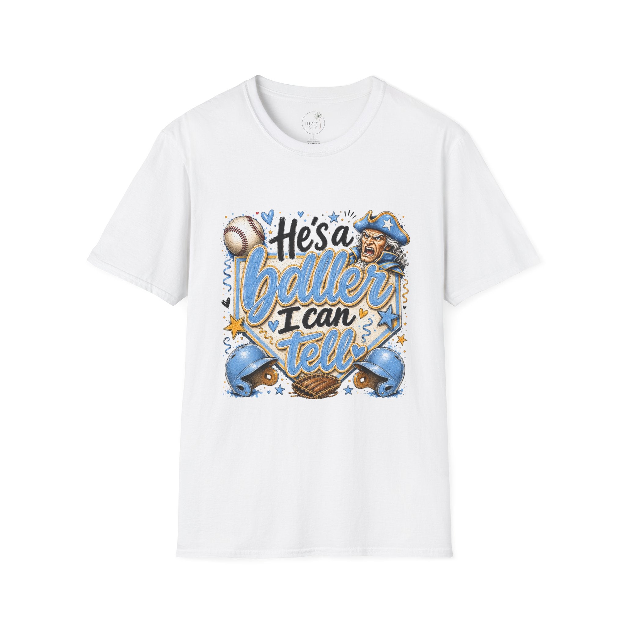 Patriot-"He's a Baller baseball I can tell" T-Shirt | Baseball Mom Dad Fan T-shirt