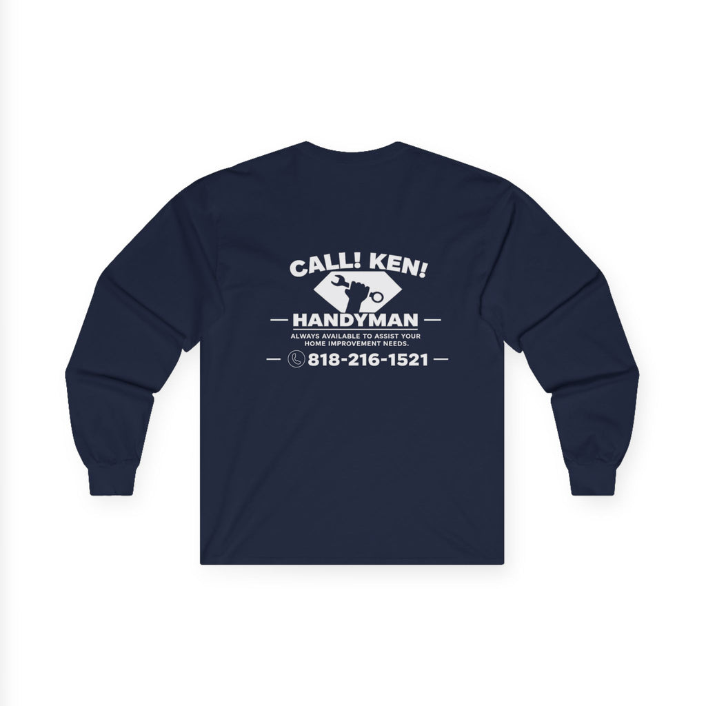 Call Ken Hammerman logo Long Sleeve Tee | vintage workwear, small print back design