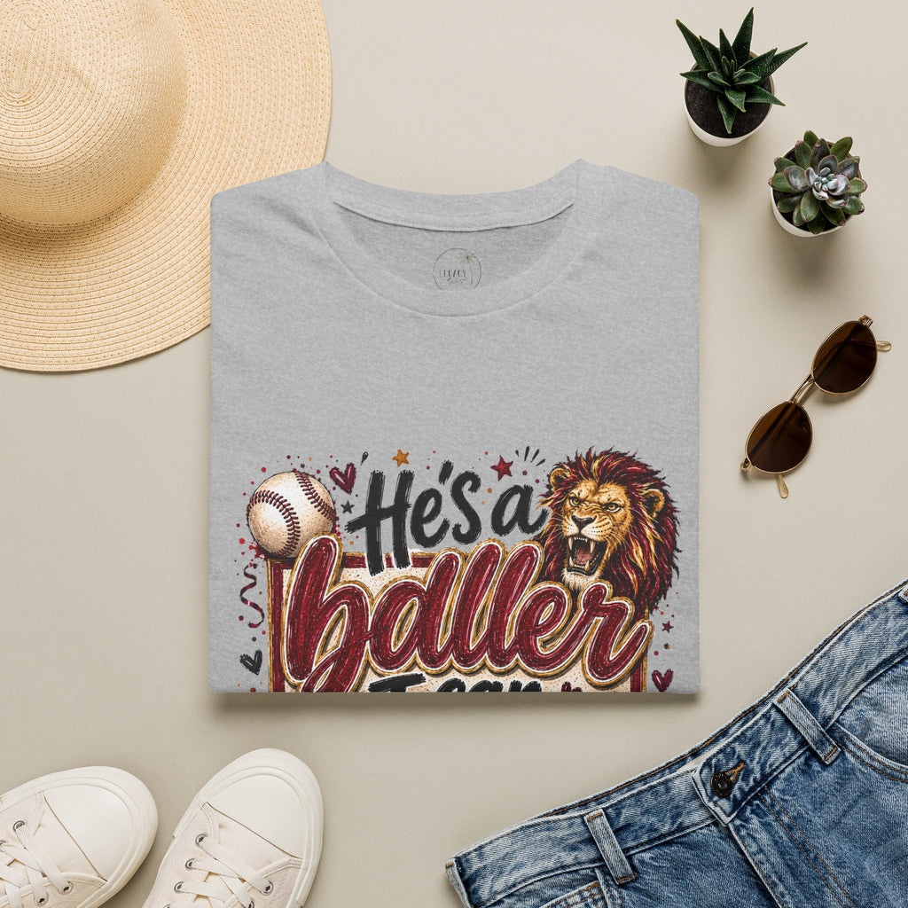 He's a Baller Lion baseball T-Shirt | Sports graphic tee