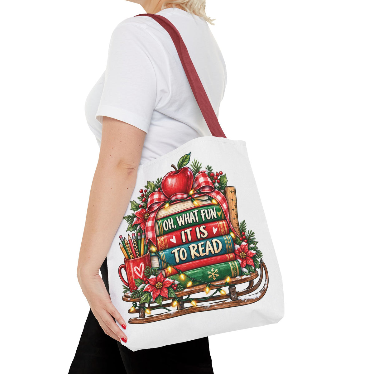 Books & Fun Tote Bag | Reading Lover Gift, Cute Book Bag, Teacher Appreciation, Library Tote, Literary Accessory