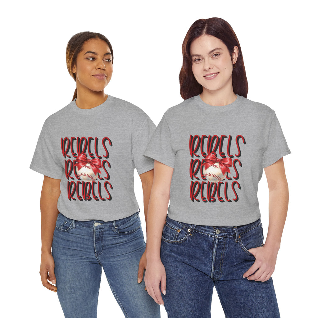 Rebels Baseball Graphic Tee | Script Lettering, Baseball with Bow