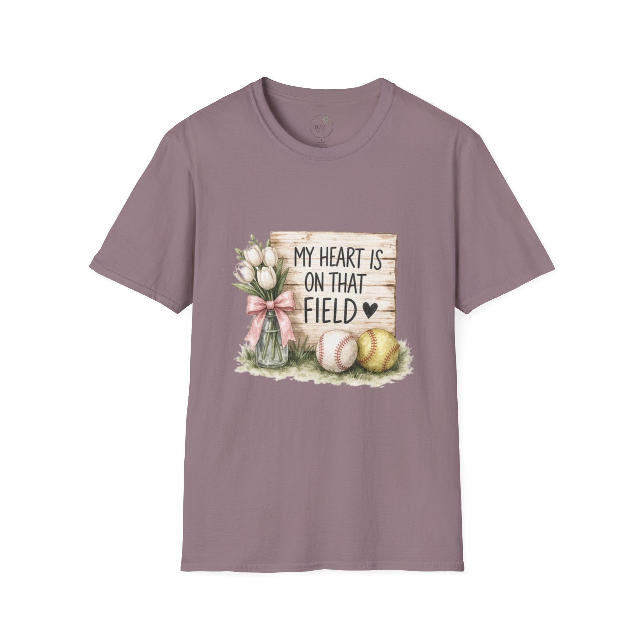 My Heart Is On That Field T-Shirt | Baseball Softball Mom Design
