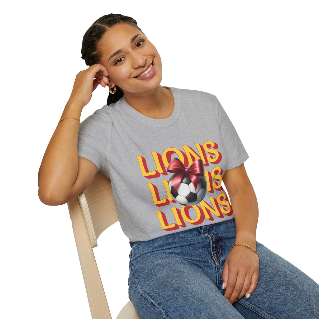 Liberty Lions Soccer Graphic Tee — Retro Lions Bow Soccer Ball Design