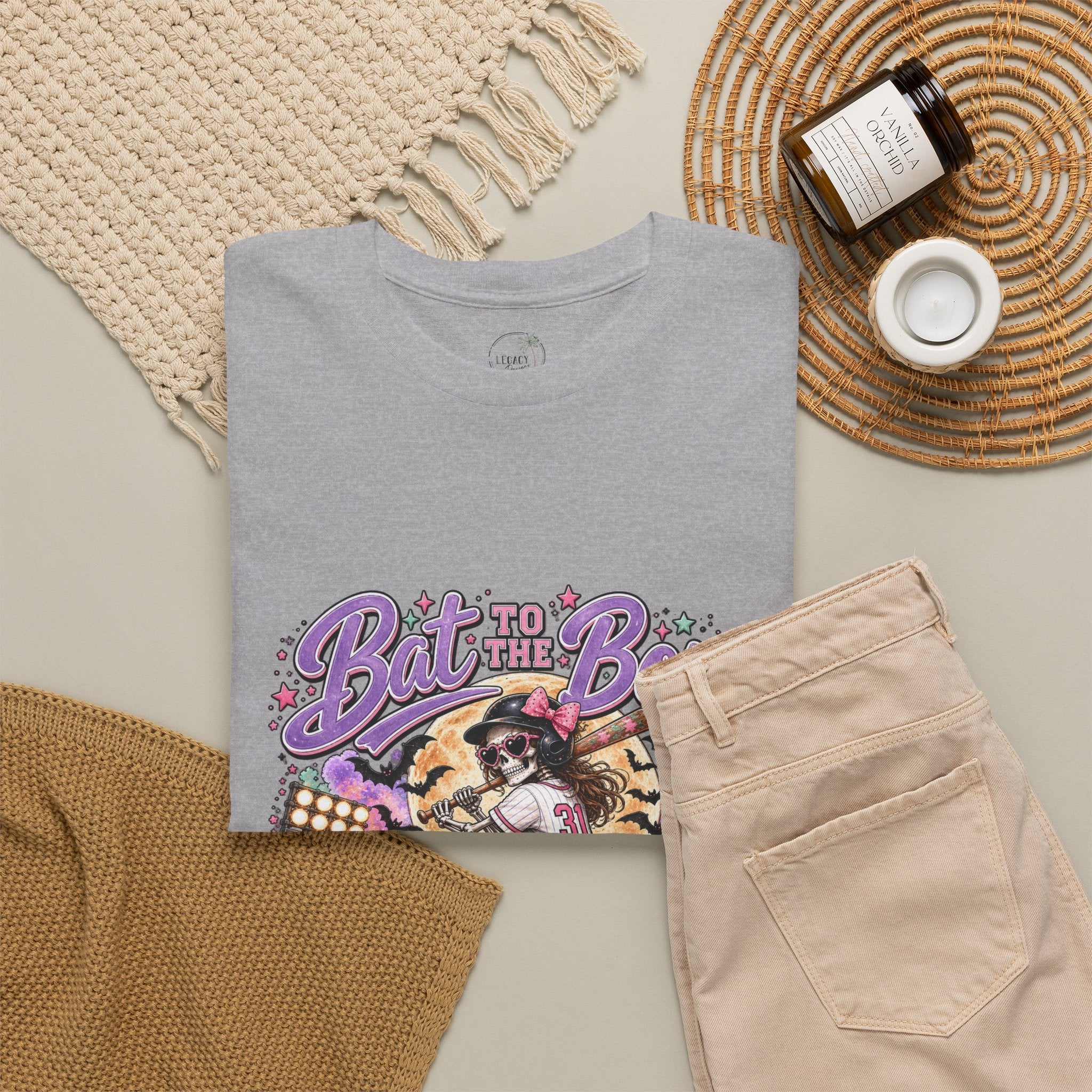 Bat to the Bone Halloween Softball Tee | Vintage Pumpkins