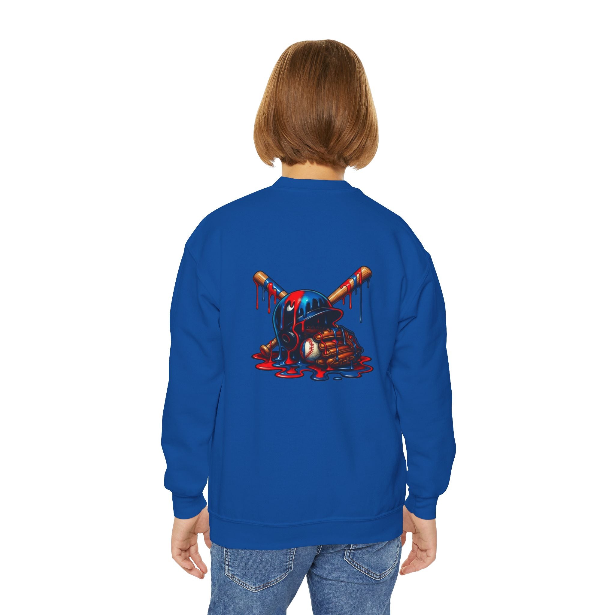 Drip Baseball Helmet Youth Sweatshirt | Drip Graphic, Sports Skull
