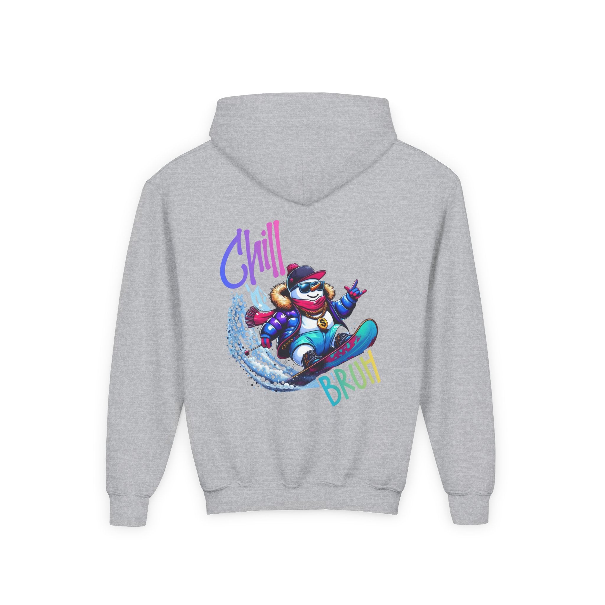 Chill Bruh Snowboarding Character Hoodie | Youth Hooded Sweatshirt