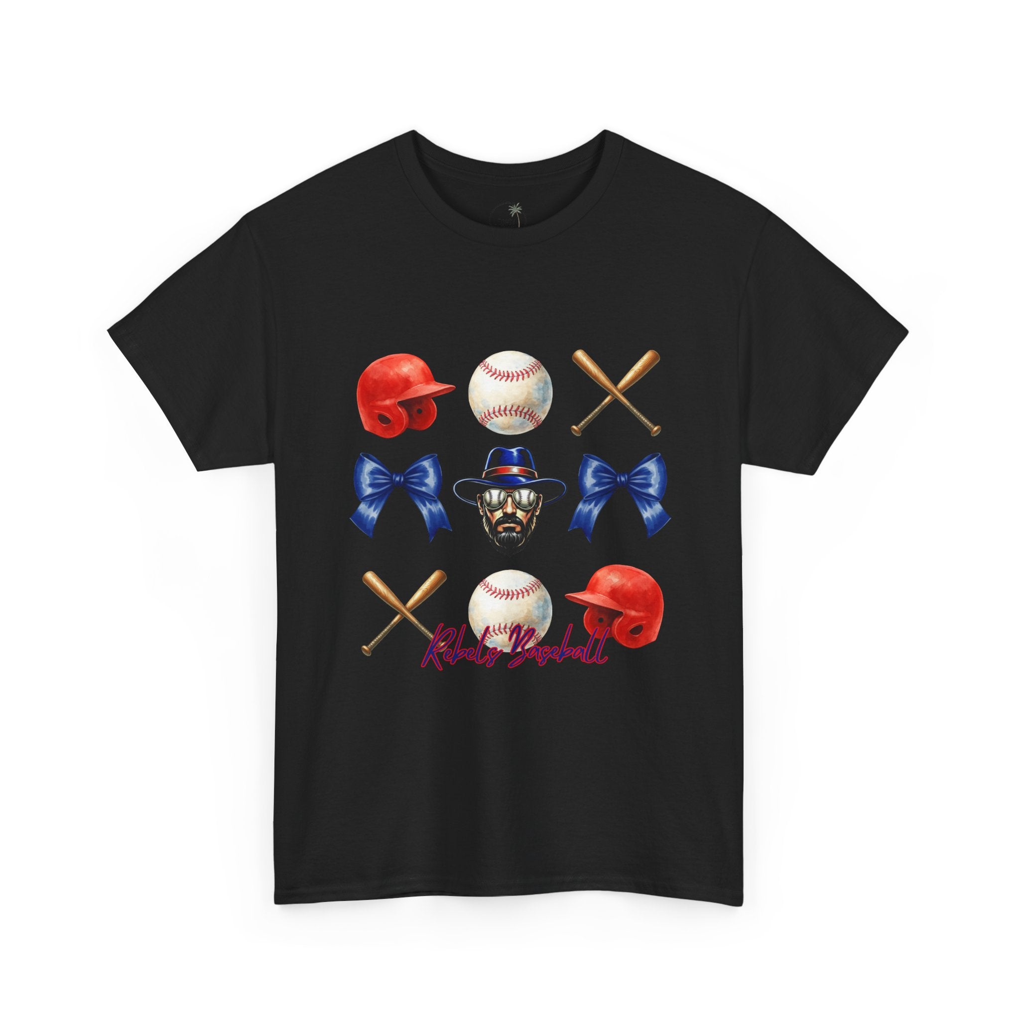 Rebels Baseball Helmet & Bats T-Shirt | Baseball Icons, Bow, Player Portrait