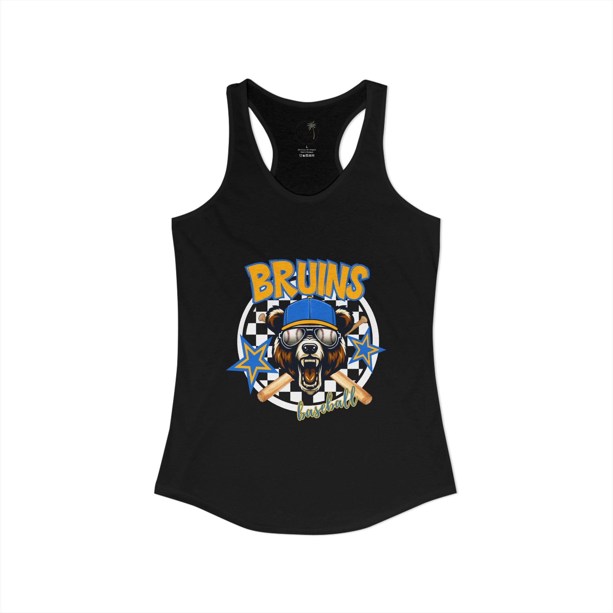 Bruins Baseball Checkered background Women's Ideal Racerback Tank