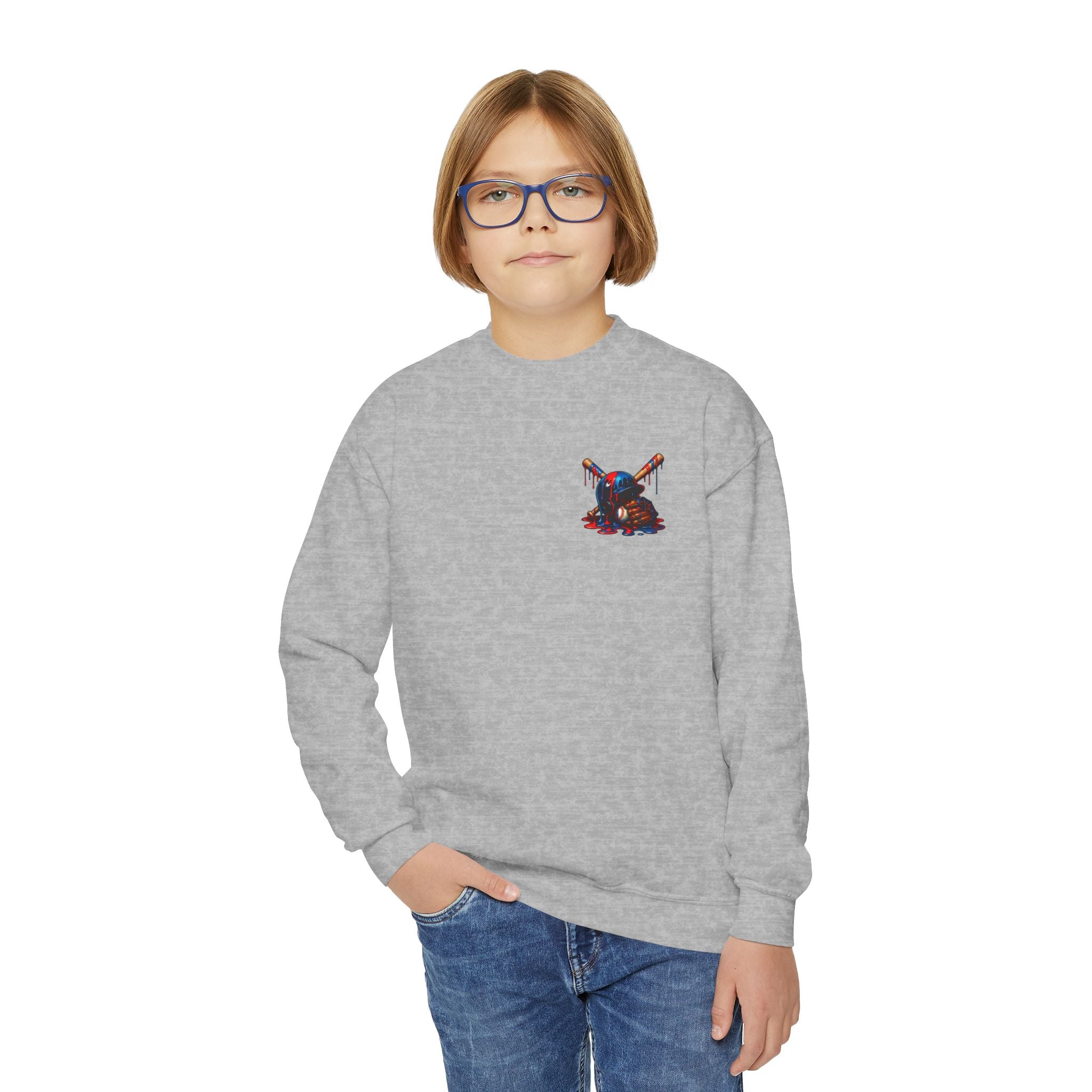 Drip Baseball Helmet Youth Sweatshirt | Drip Graphic, Sports Skull
