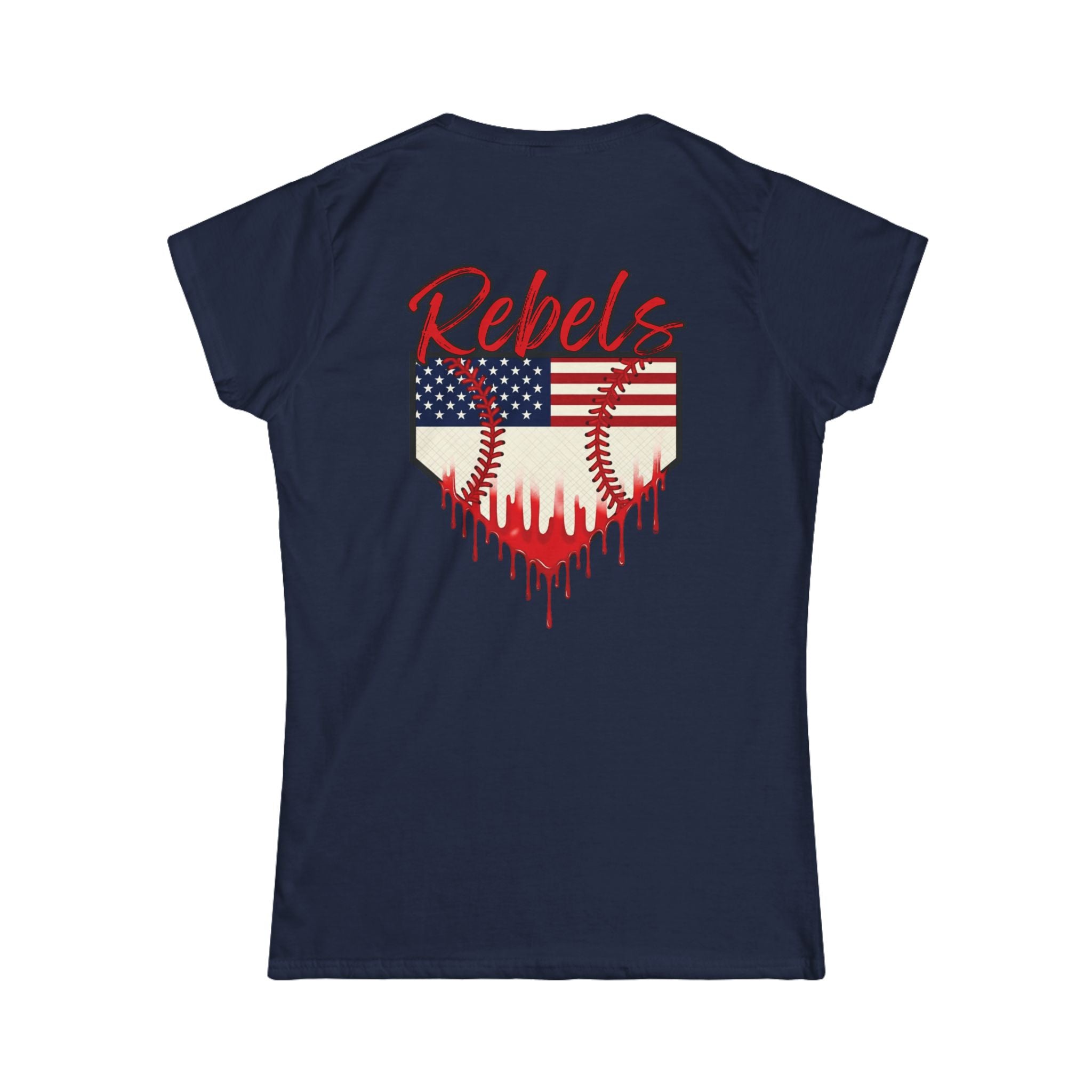 Rebels Baseball Tee — American Flag Home Plate Graphic