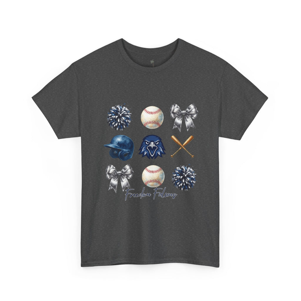Freedom Falcon Baseball Icons Tee | Helmet, Bat, Ball,