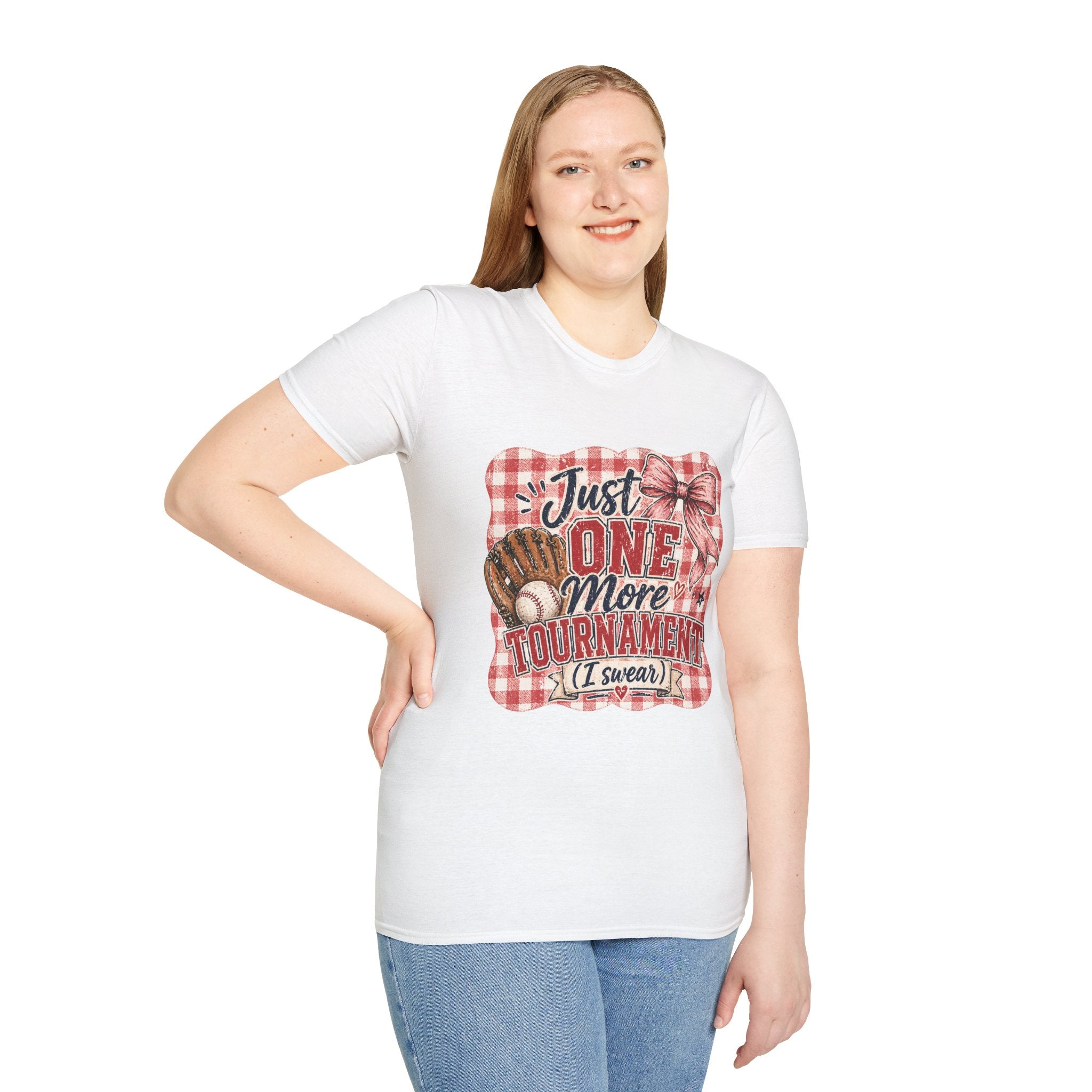 Preppy Travel Baseball Mom Shirt, Just One More Tournament Tee, Cute Girly Sports Mom Graphic, Game Day Outfit Shirt, Bow Baseball Tee