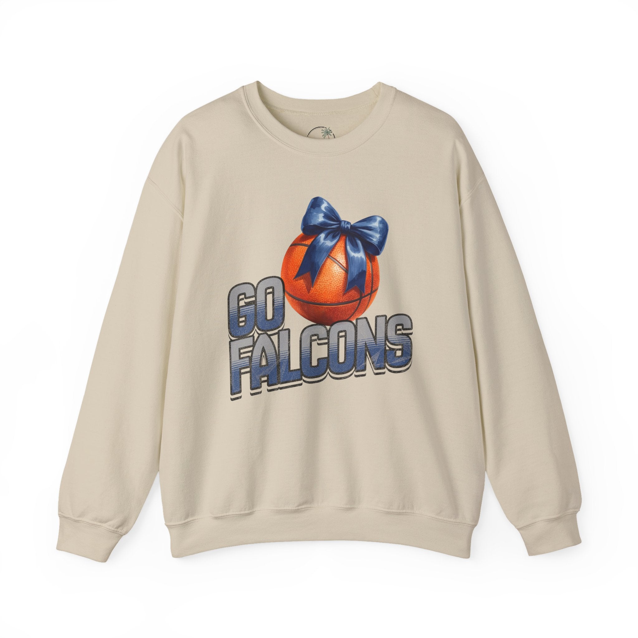 Go Falcons Basketball with Blue Bow Sweatshirt | Team Spirit Crewneck