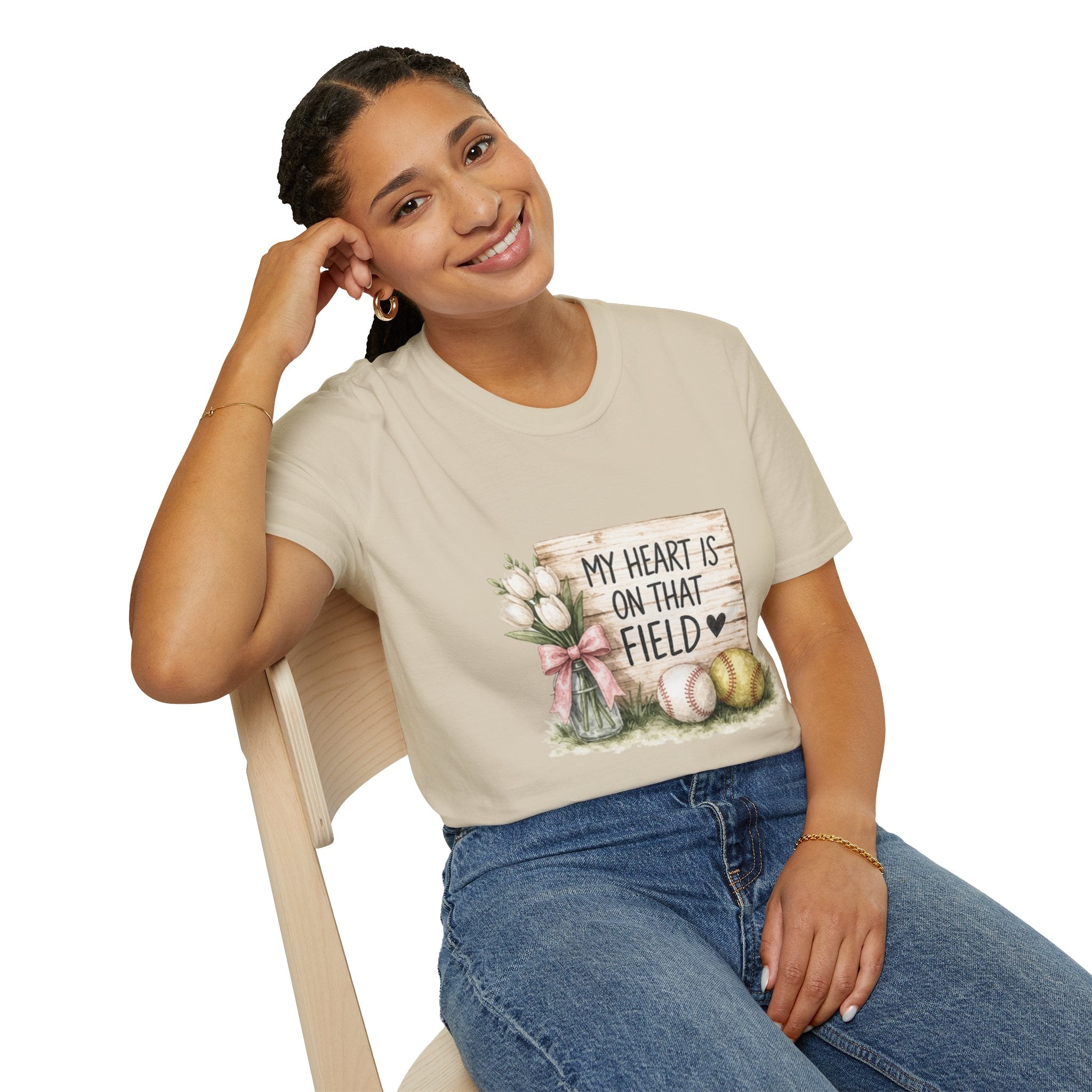 My Heart Is On That Field T-Shirt | Baseball Softball Mom Design