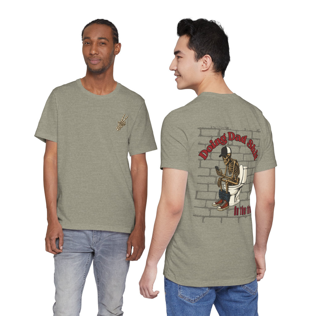 Doing Dad Shit Funny Skeleton T-Shirt | Mens Graphic Tee | Dad Humor Shirt | On the Throne Toilet Tee Gift for Fathers