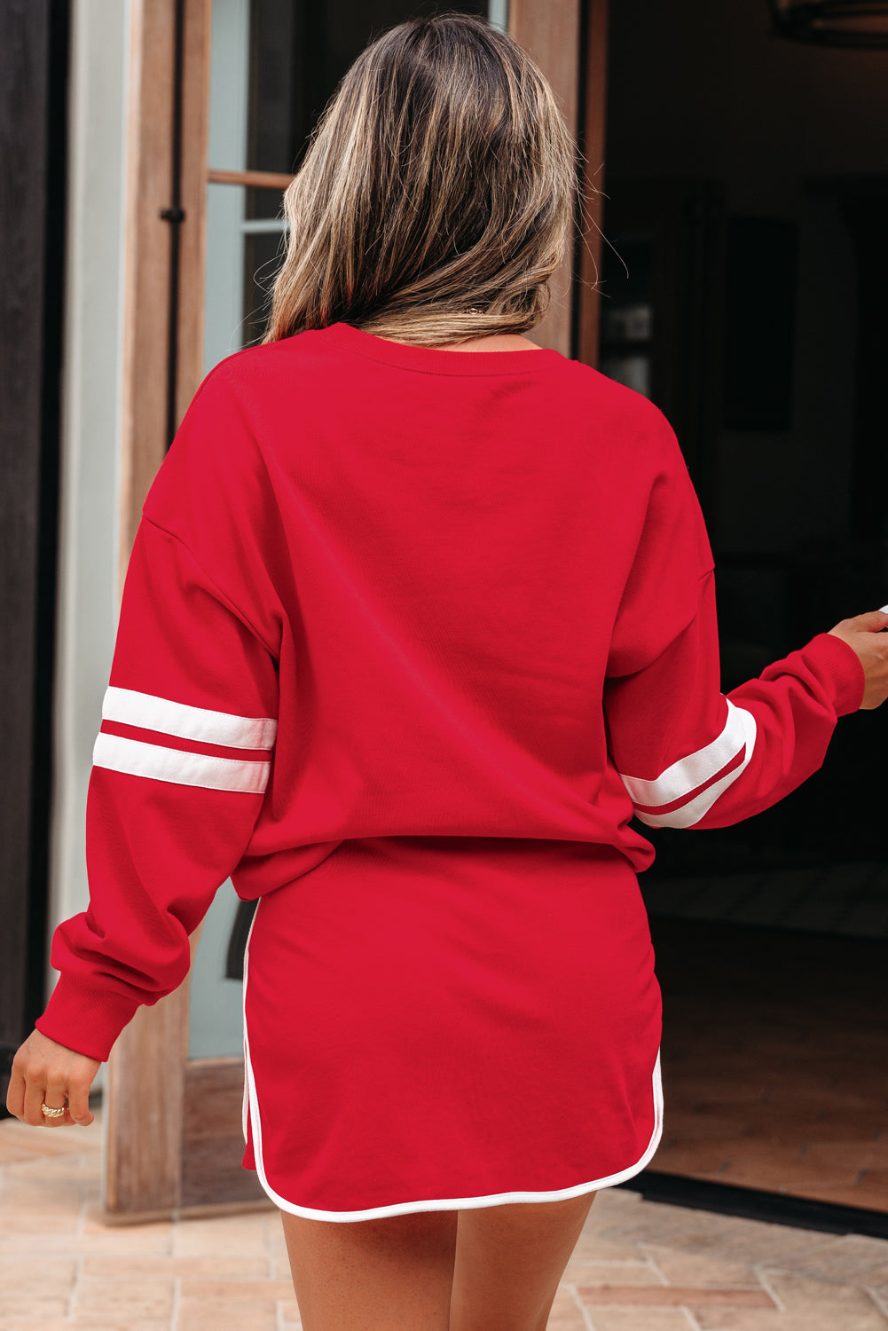 Sophia Shoulder Pullover Mini Skirt Sporty 2 piece set