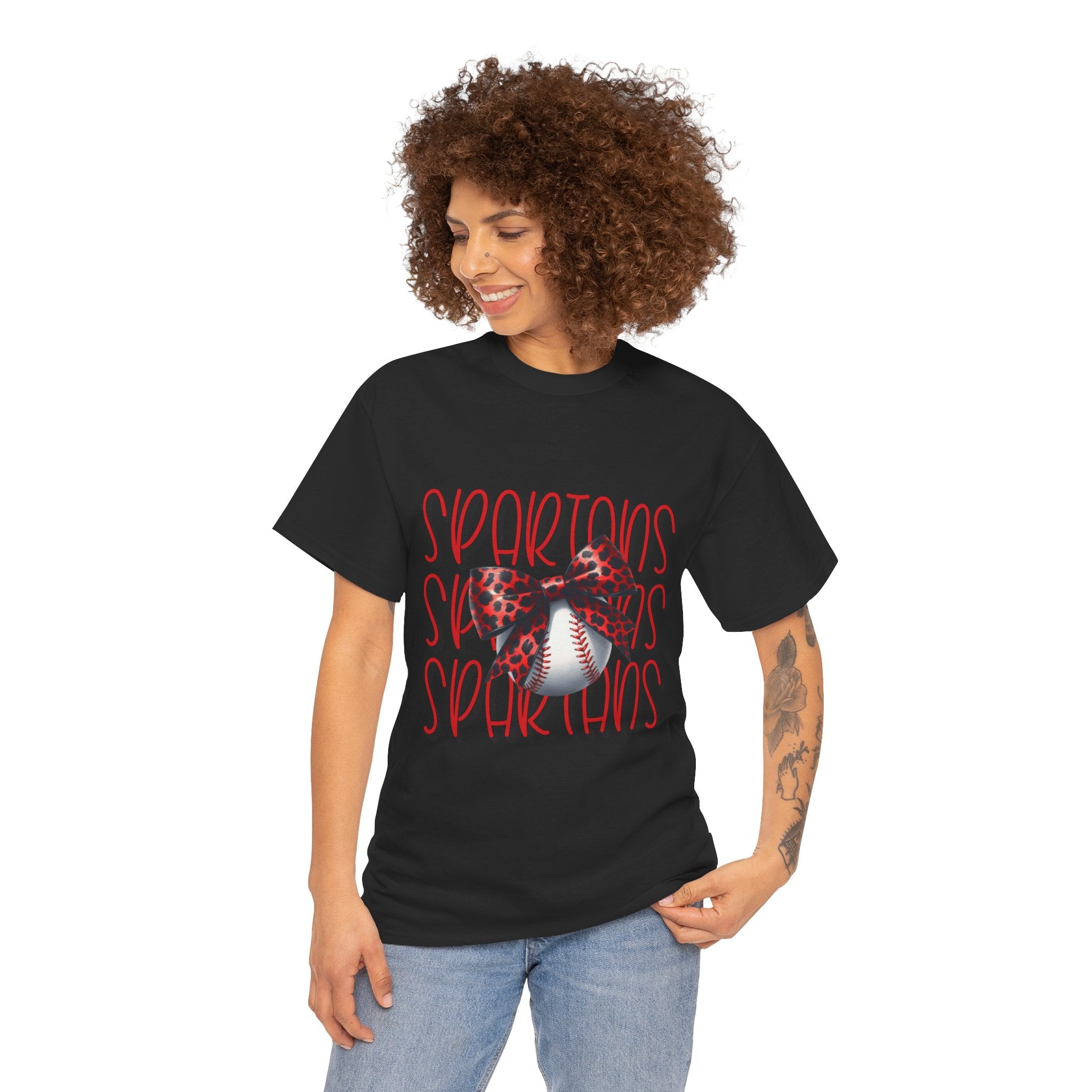 Spartans Baseball Tee | Leopard Bow Baseball Graphic
